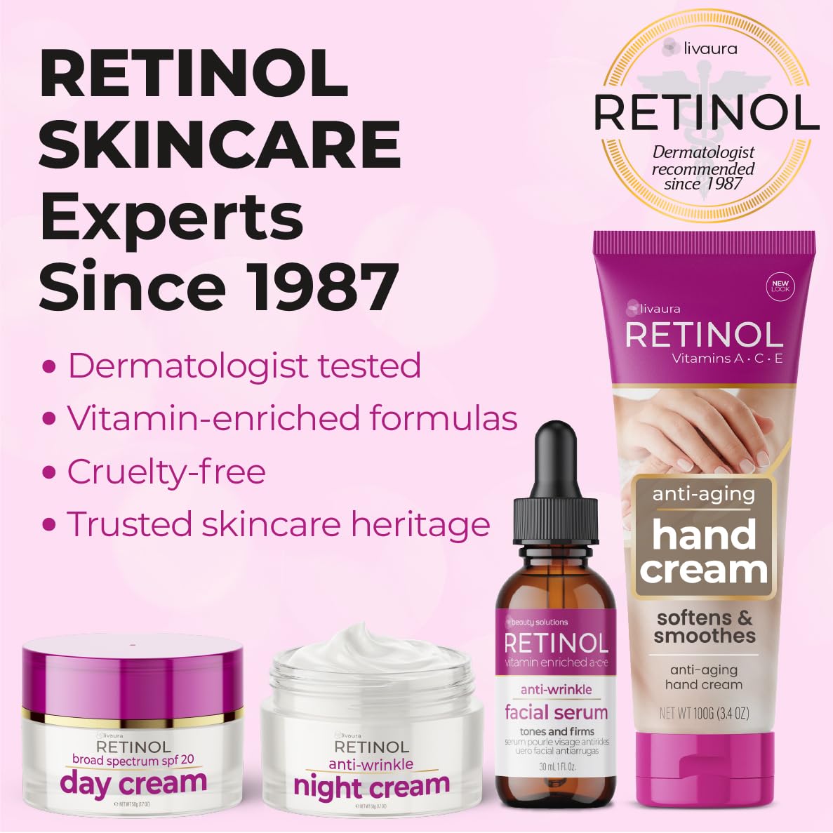 LIVAURA Retinol Anti Aging Hand Cream for Women - Hand Lotion, Dry Hands | Retinol hand cream for very dry cracked hands - non greasy, fast absorbing, smooths crepey skin and age spots - Image 6