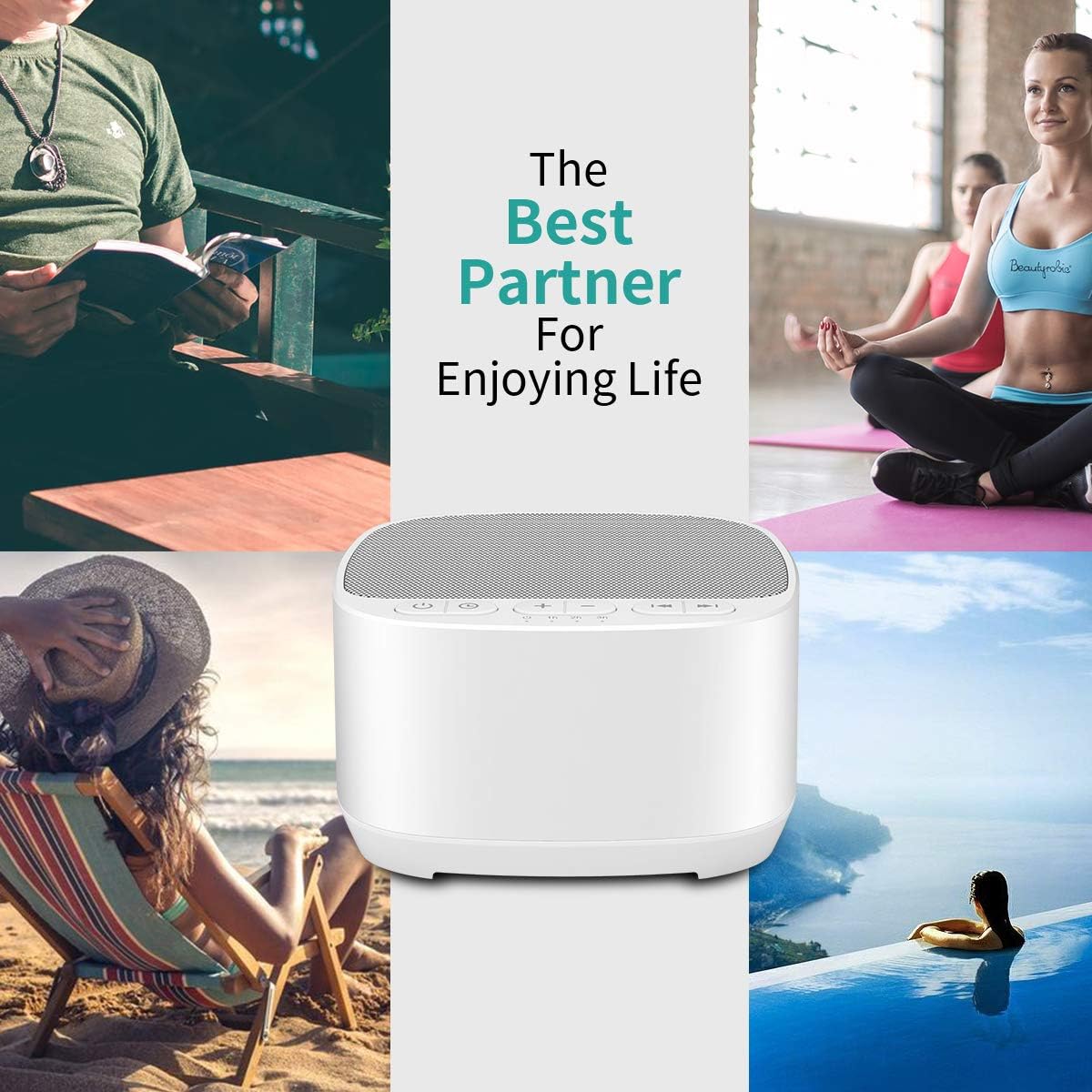 Magicteam Sleep Sound White Noise Machine with 40 Natural Soothing Sounds and Memory Function 32 Levels of Volume Powered by AC or USB and Sleep Timer Sound Therapy for Baby Kids Adults (B-White) - Image 5
