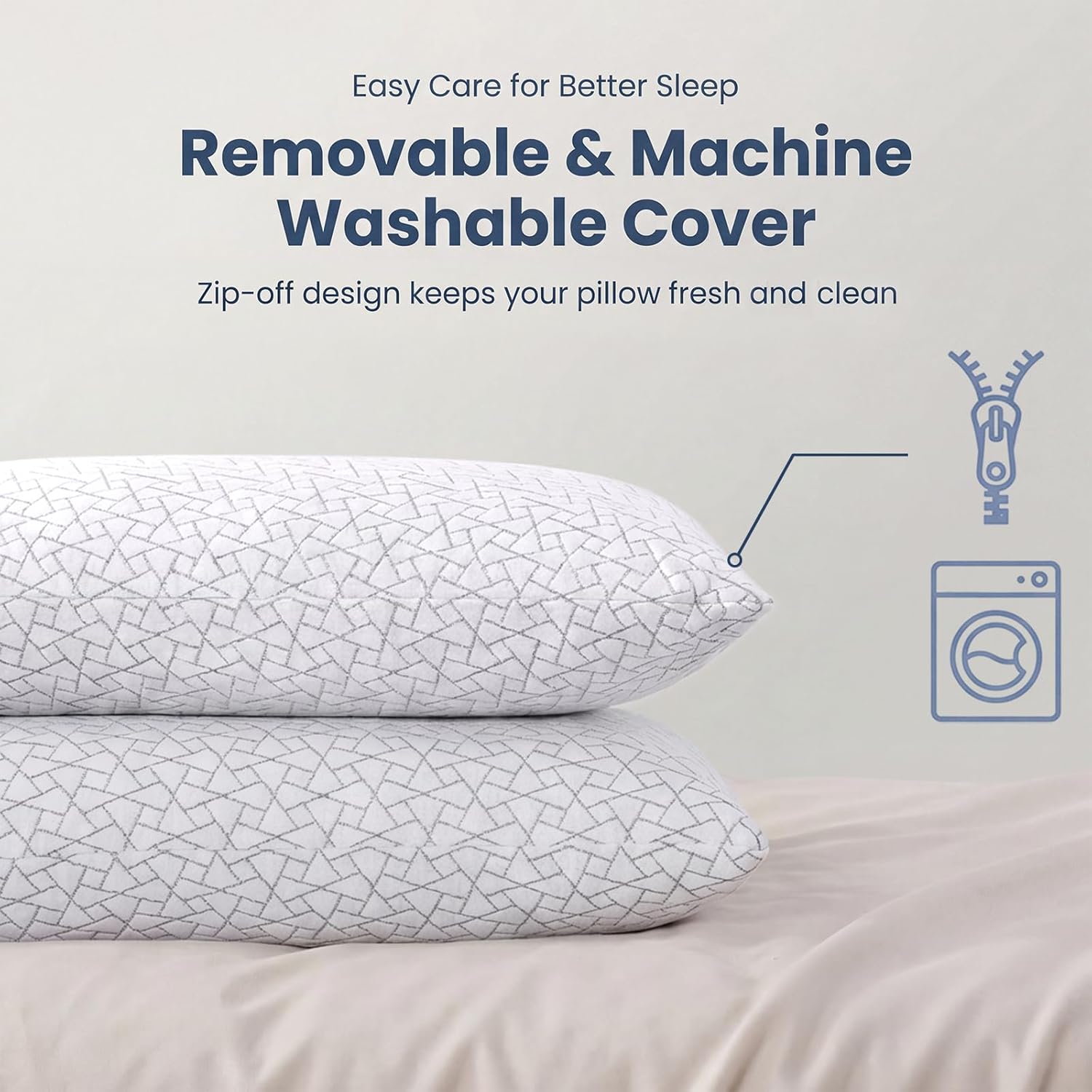 Meoflaw Adjustable Memory Foam Pillows: 2 Pack Queen Size Shredded Foam Bed Pillow for Sleeping with Removable & Washable Pillowcase for All Sleep Positions - Image 4