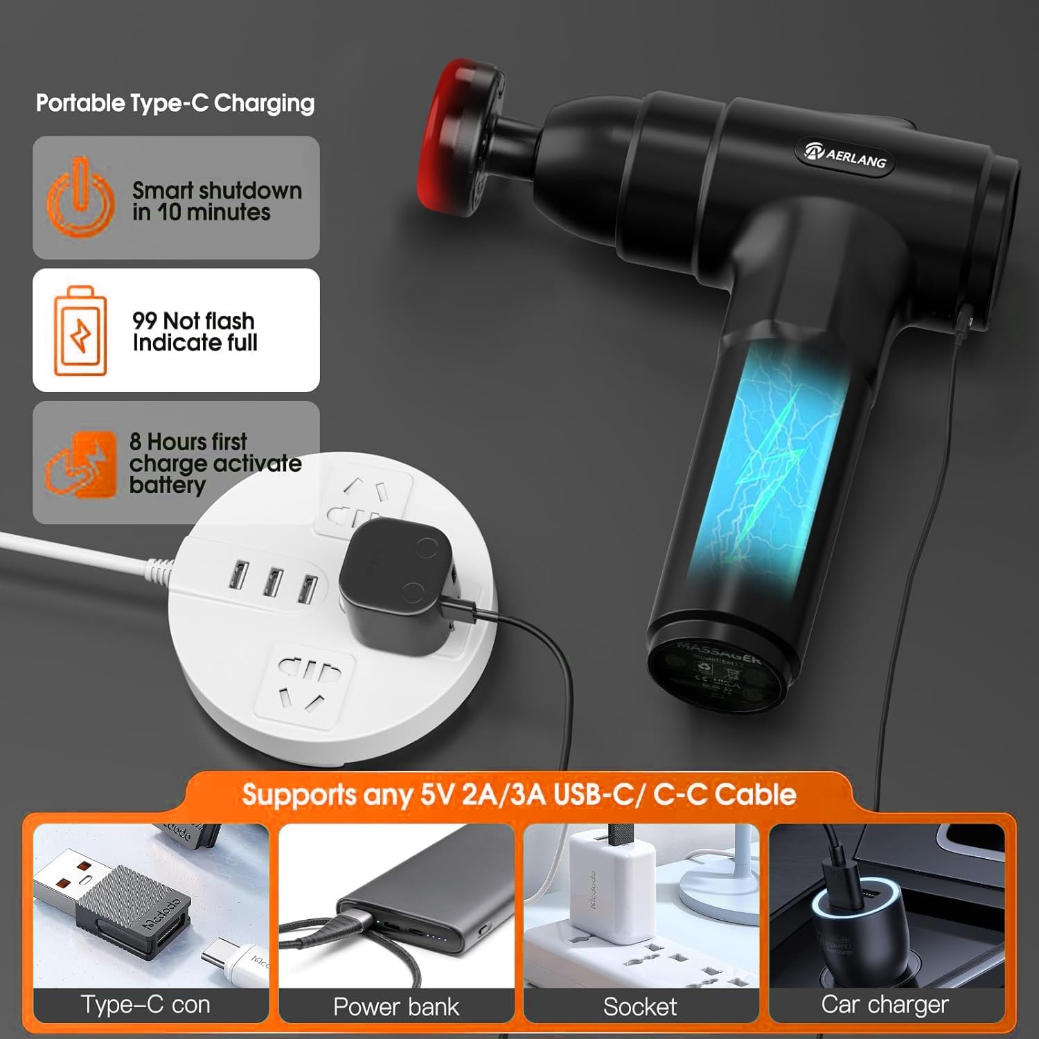 Massage Gun with Heat Massager Deep Tissue Muscle Massager Gifts for Men | Back Massager for Athletes for Pain Relief Percussion Handheld Massage Gun Birthday Gifts for Him 7Heads&Silent Carrying case - Image 8
