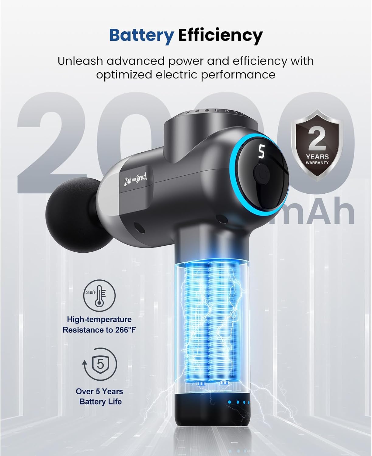 BOB AND BRAD C2 Plus Massage Gun with Heat, Deep Tissue Percussion FSA Massager Gun for Athletes & Pain Relief, Electric Handheld Back Neck Shoulder Muscle Massager, HSA Eligible Gift - Image 8