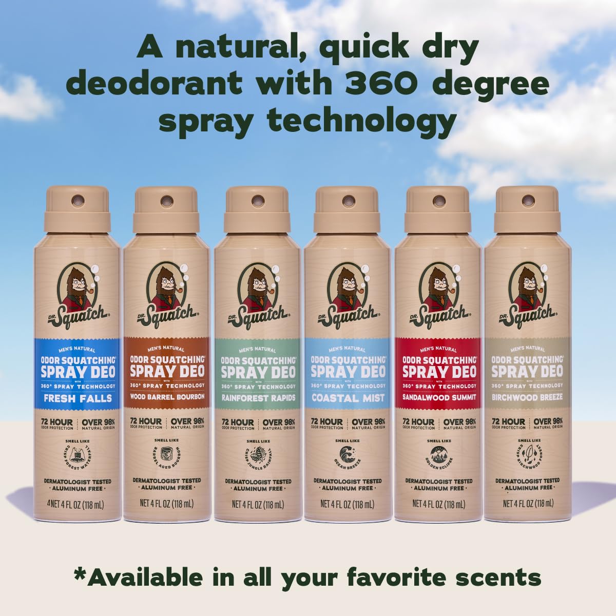 Dr. Squatch Spray Natural Men’s Deodorant – Quick Dry Deodorant Men, Aluminum Free, Dermatologist-Tested – Created for all Skin Types – Fresh Falls + Rainforest Rapids, 4oz (2-Pack) - Image 8