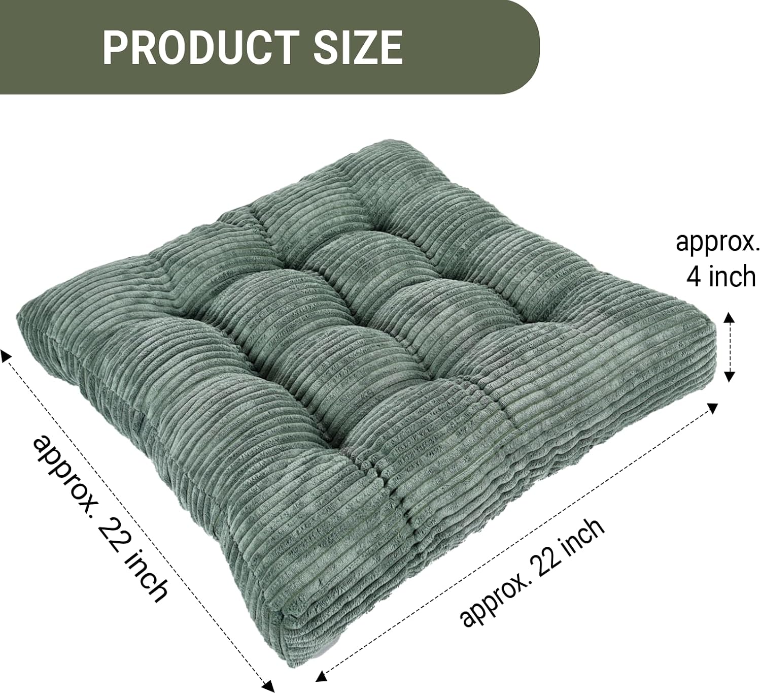 Meditation Floor Pillow Set of 2,Memory Foam Meditation Cushion for Adults Sitting, Large Square Thickened Seat Cushions for Yoga, Tatami Living Room (2, Dark Green) - Image 2