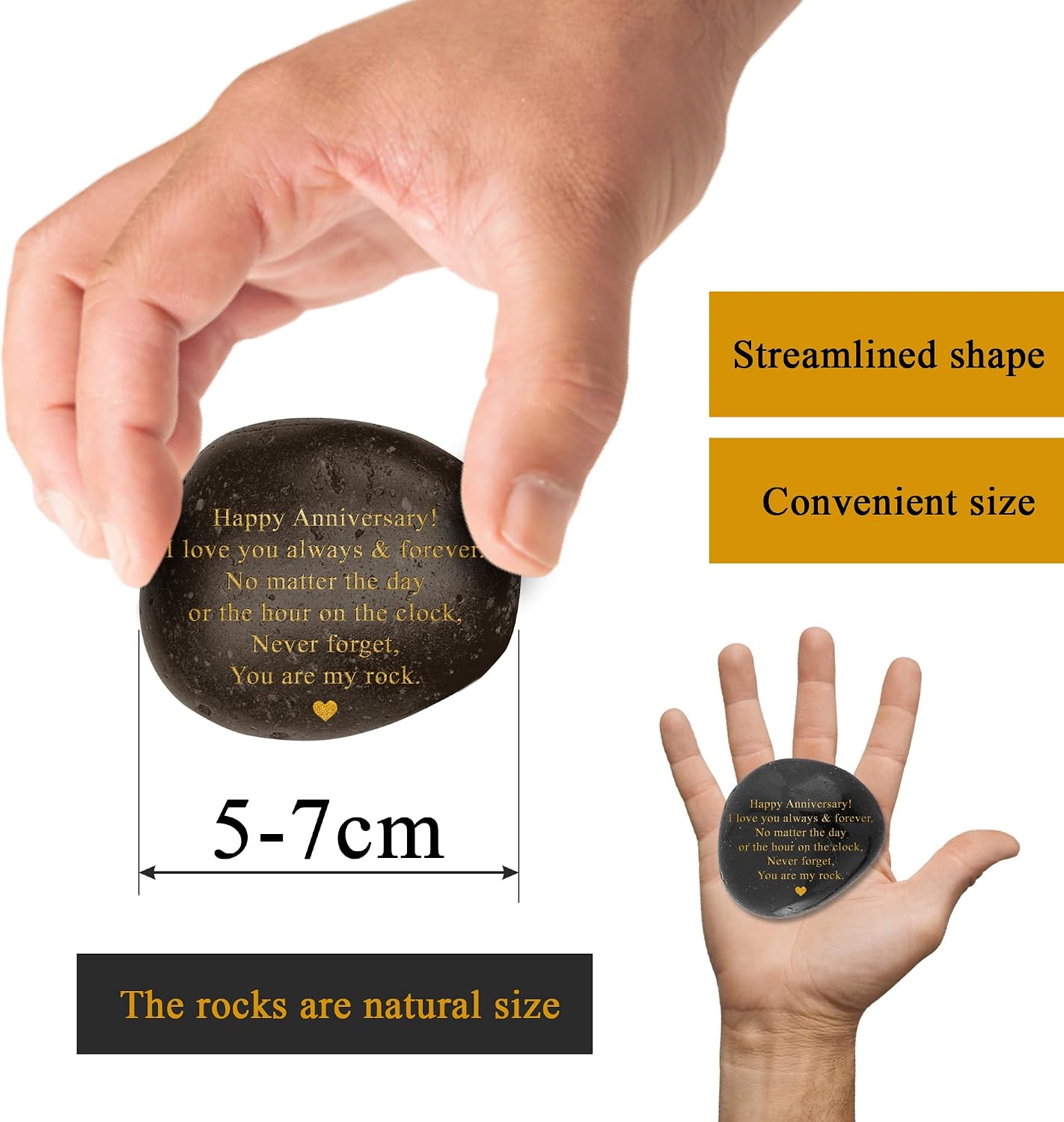 VELENTI Happy Anniversary Decorative Stones Rock - Heartwarming You are My Rock Wedding Presents, Inspiring Anniversaries Keepsake for Her, Decorative Accessories Anniversary Present for Him - Image 2