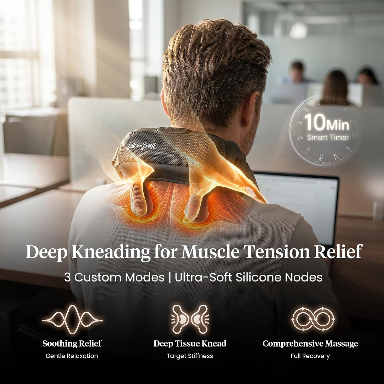 BOB AND BRAD Neck Massager with Near Infrared Heat & Red Light, Wearable Deep Tissue Kneading Shoulder Massager, iNeck Go Hands-Free Deep Pain Relief, FSA-HSA Eligible Christmas Day Gift for Women Men - Image 3