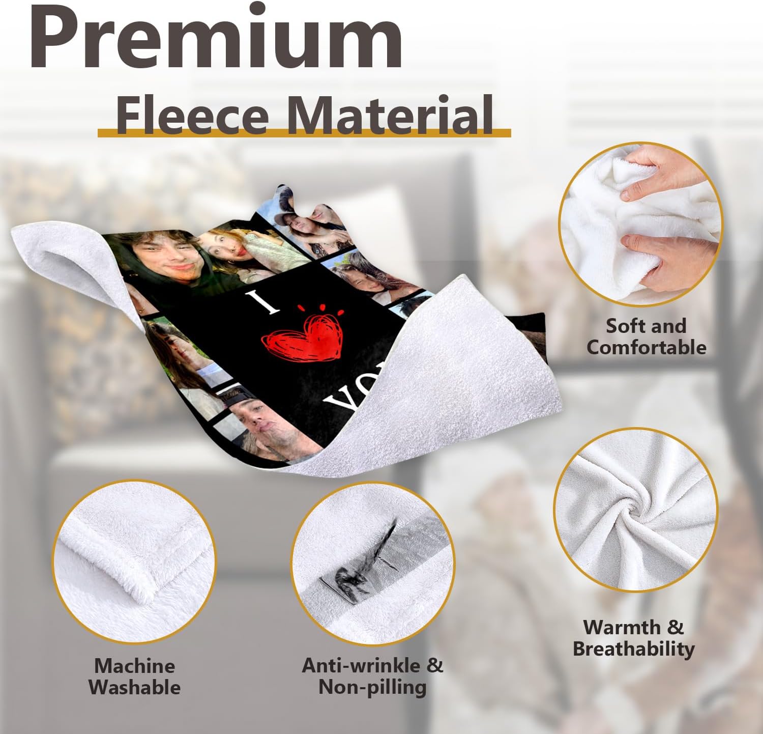ICELIETE Custom Blanket with Picture Customized Fleece Photo Blanket for Couples Gifts Personalized Blankets and Throws Christmas Valentines Day Gifts for Boyfriend Girlfriend - Image 4