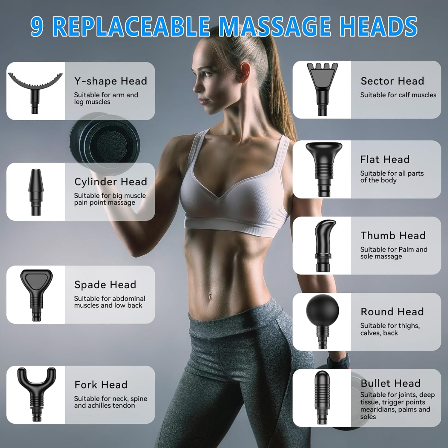 APHERMA Massage Gun, Muscle Massage Gun for Athletes Handheld Electric Deep Tissue Back Massager, Percussion Massage Device for Pain Relief with 30 Speed Levels 9 Heads - Image 5