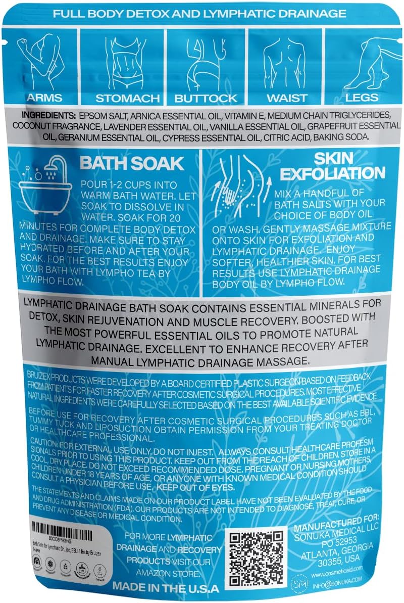 Bruizex Arnica Montana Bath Salts, Epsom Salt Bath Soak with Magnesium, 1lb | Infused with six essential oils; for lymphatic drainage, body detox, foot soaks and post-surgery swelling - Image 8