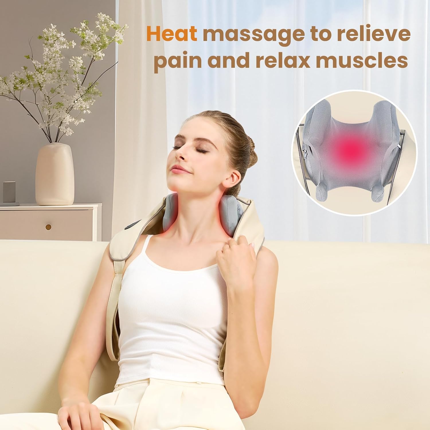 Wireless 4D Shiatsu Neck Massager with Heating Function, Deep Kneading Neck & Shoulder Massager Pillow for Pain Relief, for Back, Legs, Waist - Perfect Relaxation Gifts for Men Women - Image 4