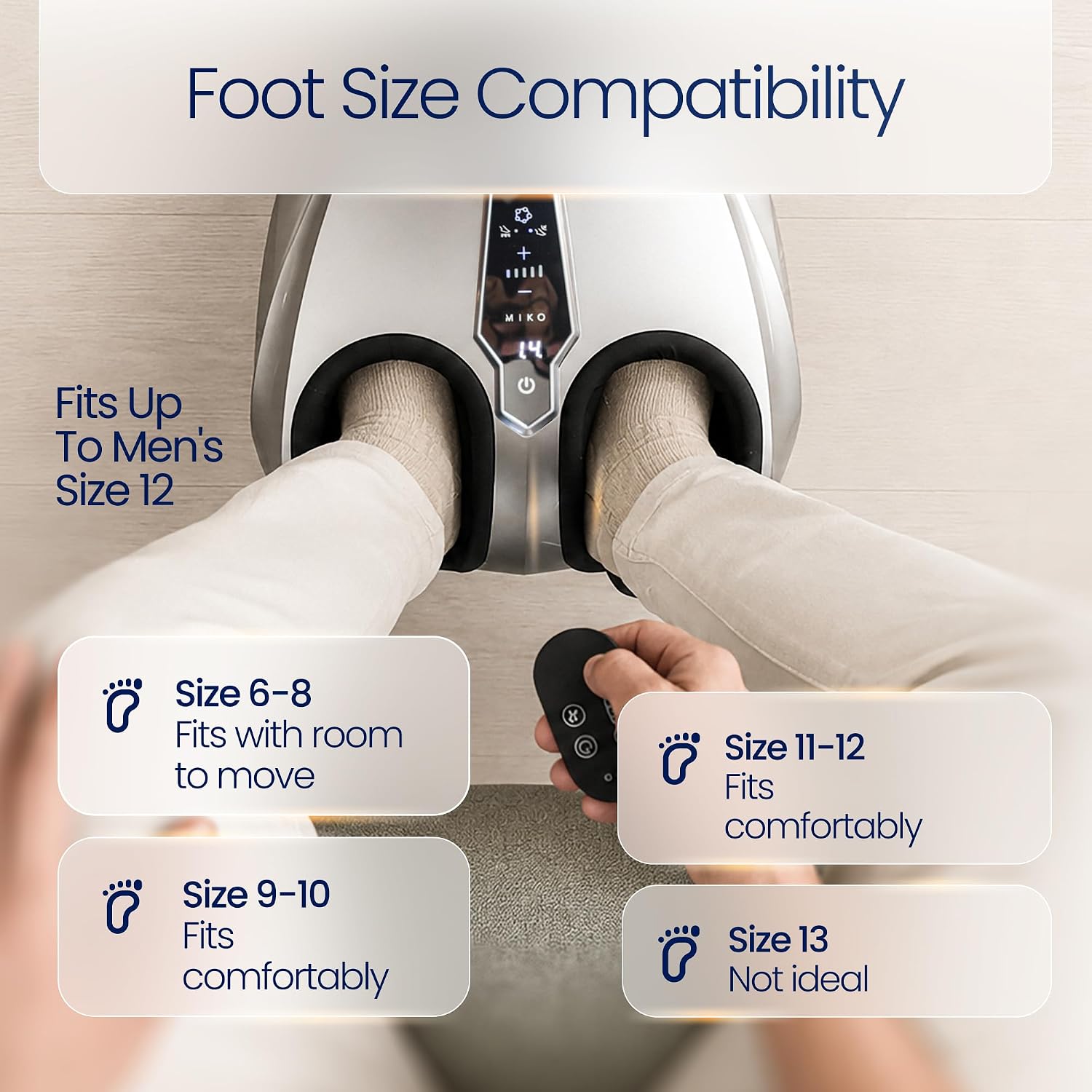 MIKO Shiatsu Foot Massager with Heat for Neuropathy & Plantar Fasciitis | Heated shiatsu feet massager, 5 intensity levels, deep compression & wireless remote, fits feet up to men's size 12 - Image 5