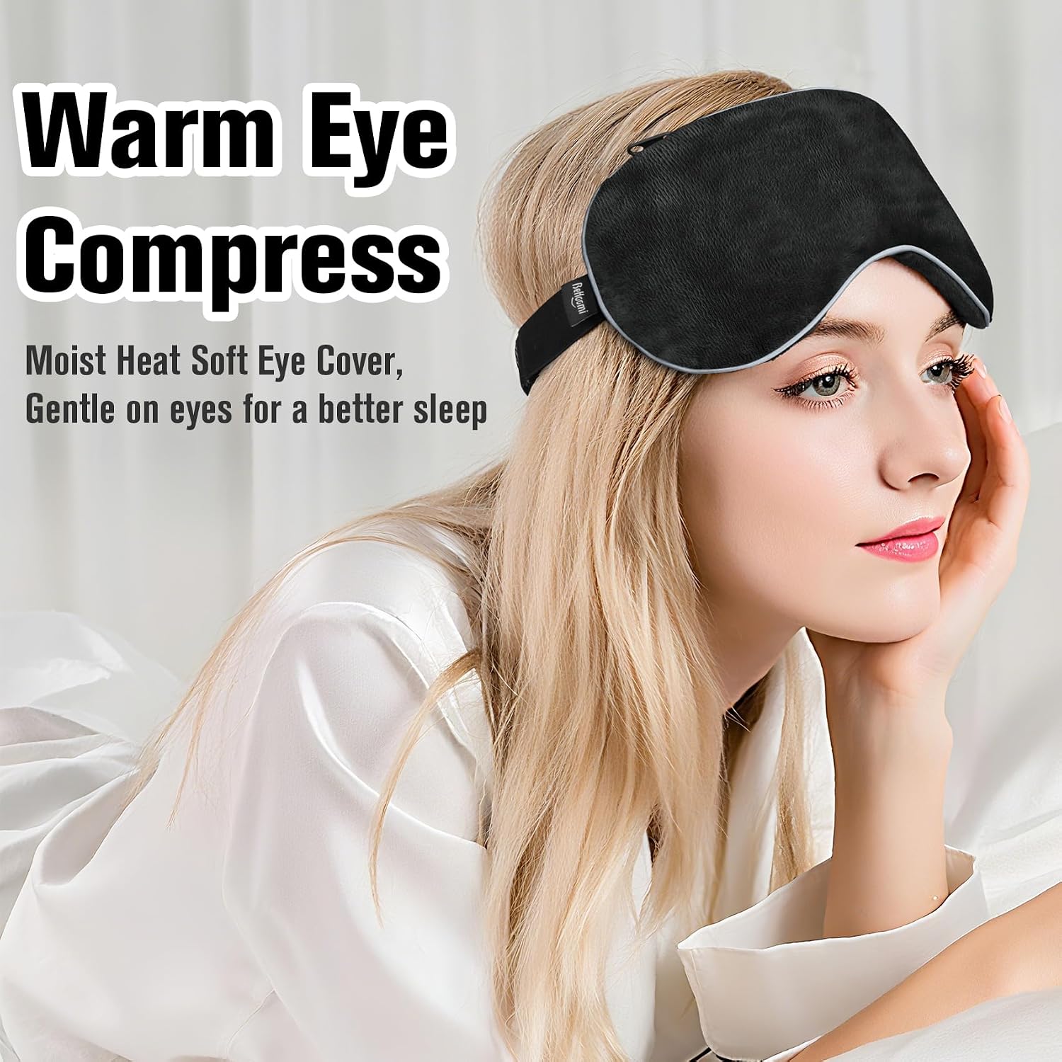 Cooling & Heated Eye Mask, Weighted Eye Mask for Sleeping, Black | Warm Compress for Eyes, Microwavable Reusable Hot & Cold Eye Mask for Dry Eyes, Sleep Mask for Home, Office, Gifts for Women - Image 2