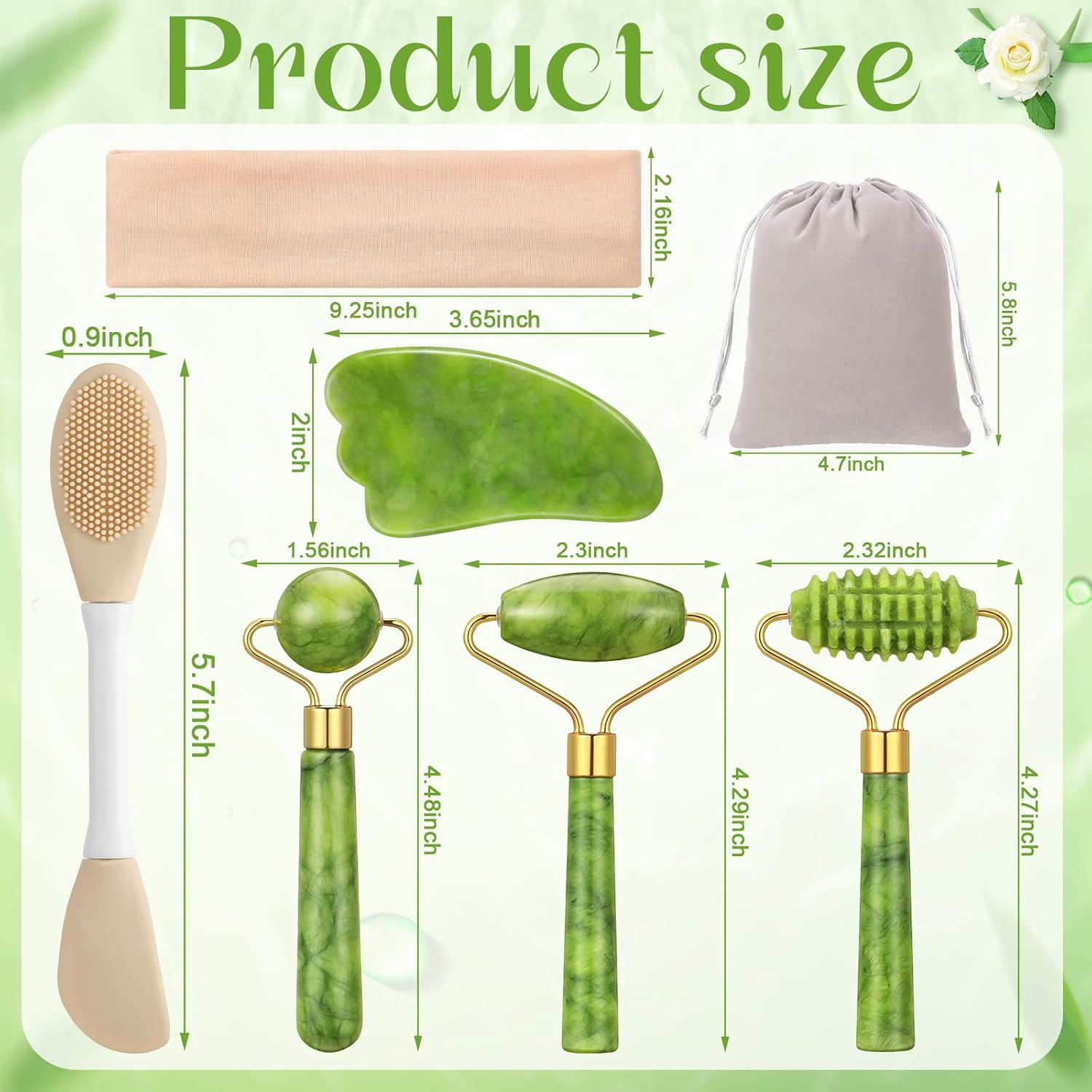 6Pcs Jade Roller for Face,Gua Sha Facial Tools for Women Natural Face Roller Massager Tool for Skincare, Makeup - Image 4