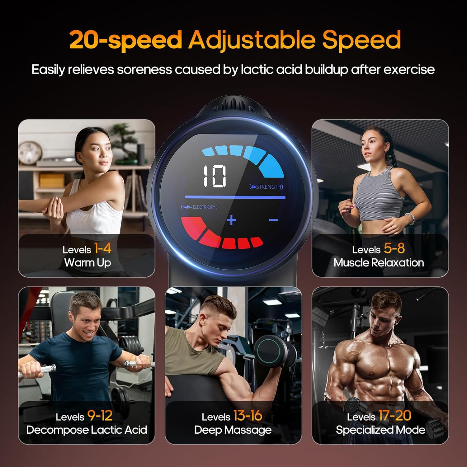 Massage Gun with Heat Massager Deep Tissue Muscle Massager Gifts for Men | Back Massager for Athletes for Pain Relief Percussion Handheld Massage Gun Birthday Gifts for Him 7Heads&Silent Carrying case - Image 7