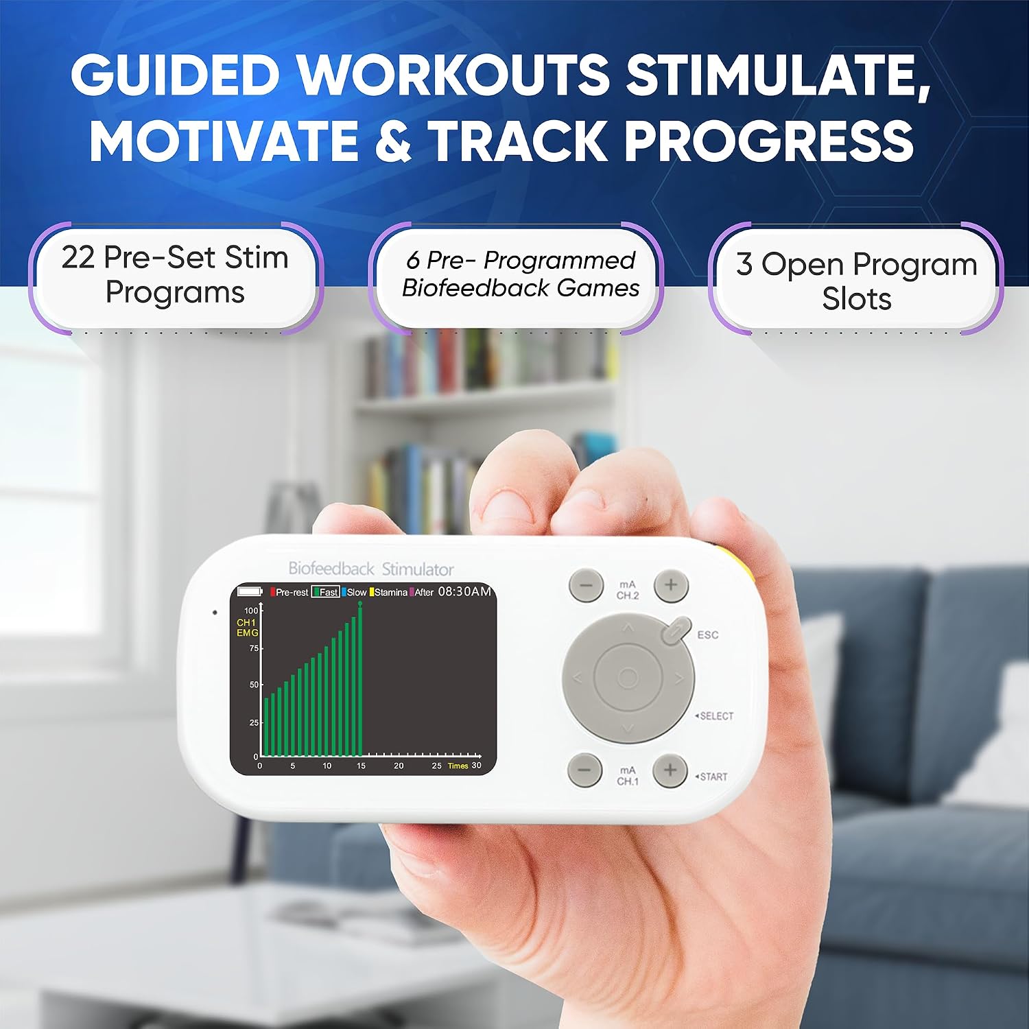 Kegel Toner Plus Biofeedback - Pelvic Floor Exercise Device for Toning and Strengthening, Incontinence - 22 Preset Stim Programs, 6 Biofeedback Games, Full Color LCD Screen, Rechargeable - Image 5