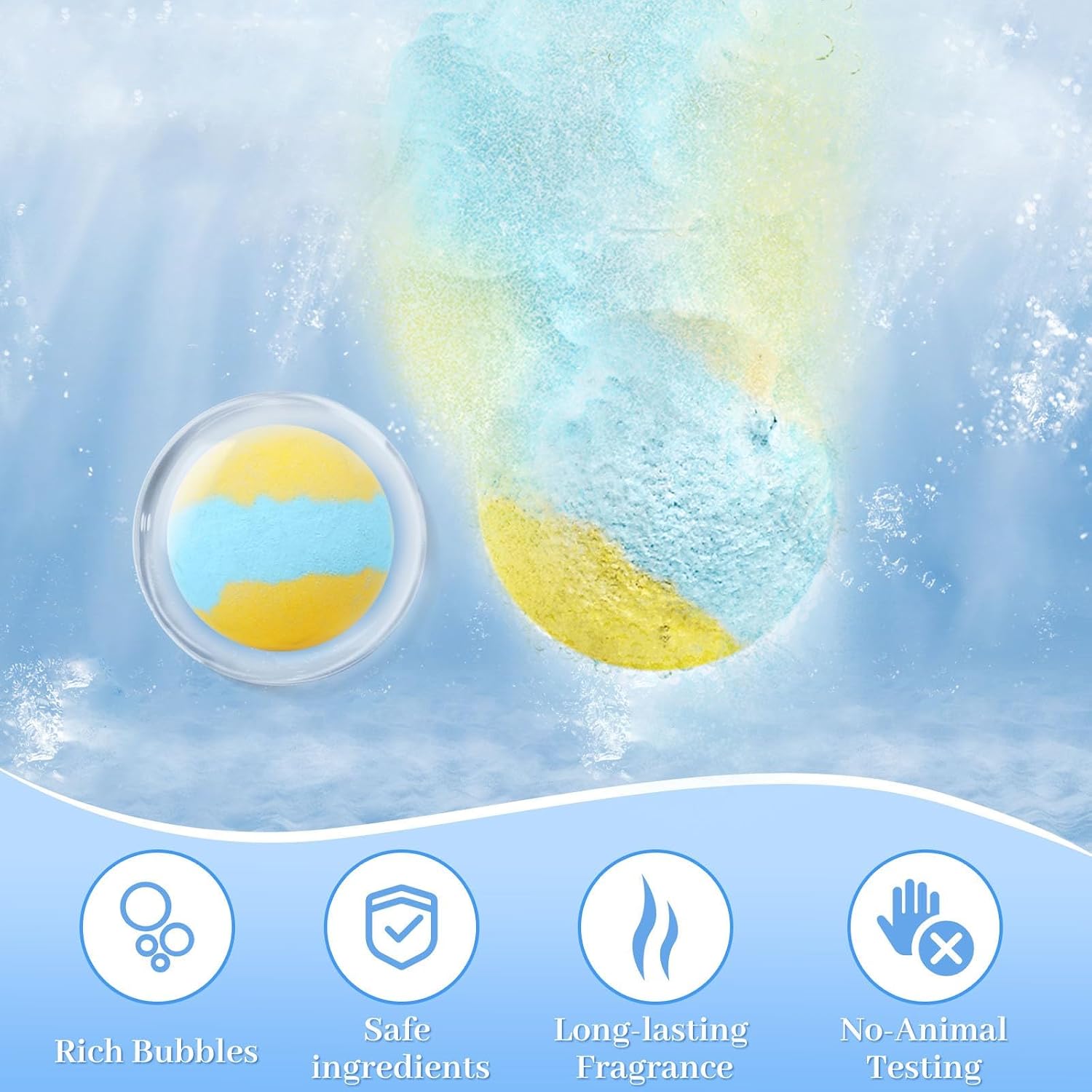 Bath Bombs Set 50 PCS with 10 Scents, Natural Bathbombs, Blue | With Shea Butter & Safe Oil, Bubble Bombs for Women, Ideal for Mother's Day, Valentine's Day, Christmas, Birthday Present - Image 4