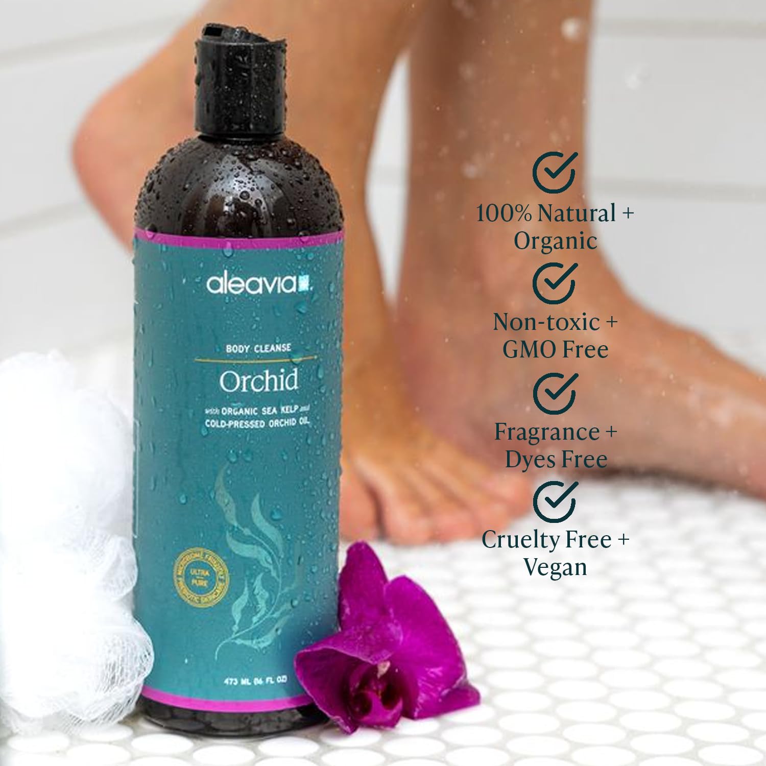 Aleavia Body Cleanse – Organic & All-Natural Prebiotic Body Wash with Pure Cold-Pressed Orchid Oil – Nourish Your Skin Microbiome – 16 Oz - Image 2