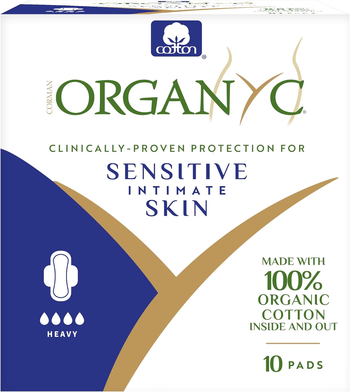 Organyc - 100% Certified Organic Cotton Feminine Pads - Heavy Flow, 10 Count (Pack of 1) (B003ART1JG)