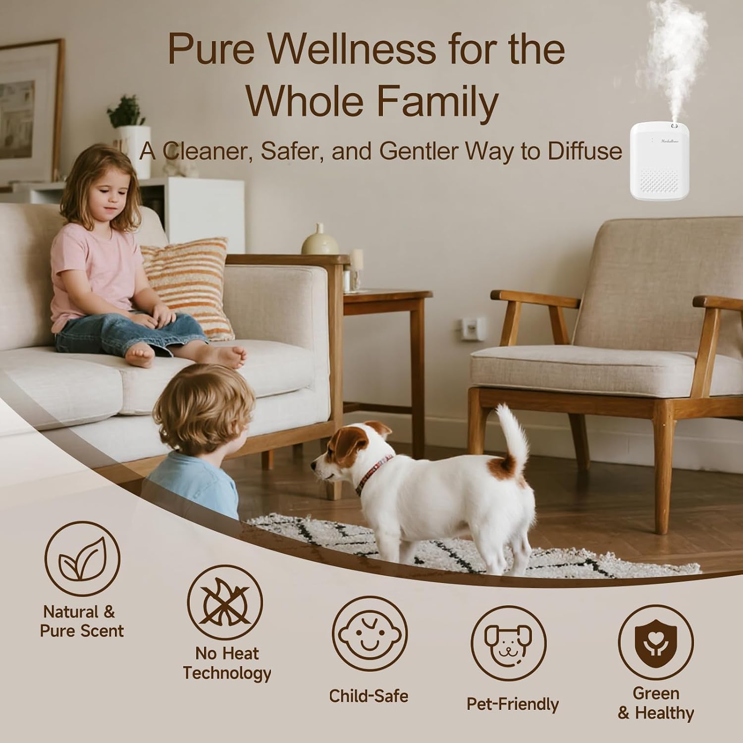 Waterless Essential Oil Diffuser, 2500 Sq.Ft Coverage, Bluetooth App Control, No-Noise Wall-Mounted Aroma Diffuser, 400ml, Perfect for Home, Hotel & Office, Valentines Day Gift, White - Image 7