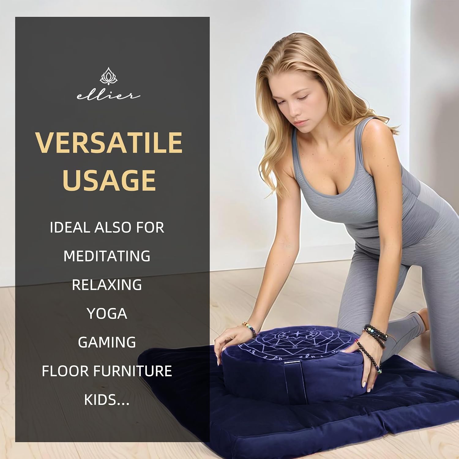 Zafu & Zabuton Meditation Cushion Set - Buckwheat Hull & Memory Foam Pillows, Ergonomic Support for Yoga, Mindfulness - Organic Velvet Cover, Large Size, Durable Comfort (Dark Blue) - Image 6