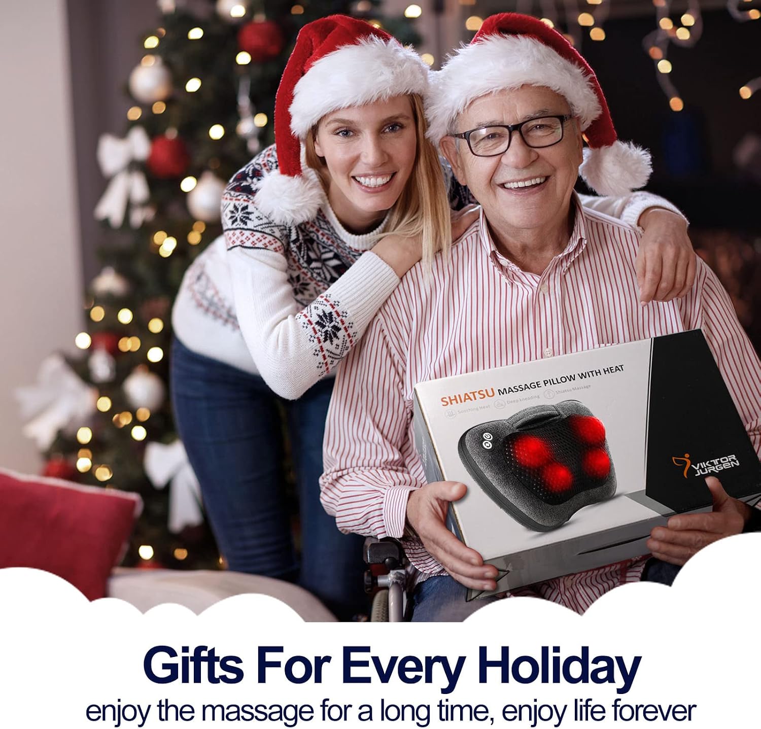 VIKTOR JURGEN Back Massager, Neck Massager with Heat, Massage Pillow Gifts for Men & Women, Electric Shiatsu Back Massager, Deep Kneading Shoulder Massager for Full Body Muscle,Massage at Home, Car | Electric 3D Kneading Massage Pillow for Neck, Shoulder, Back, Christmas for Men Women Dad Wife Mom Gifts (NOT Cordless) - Image 2