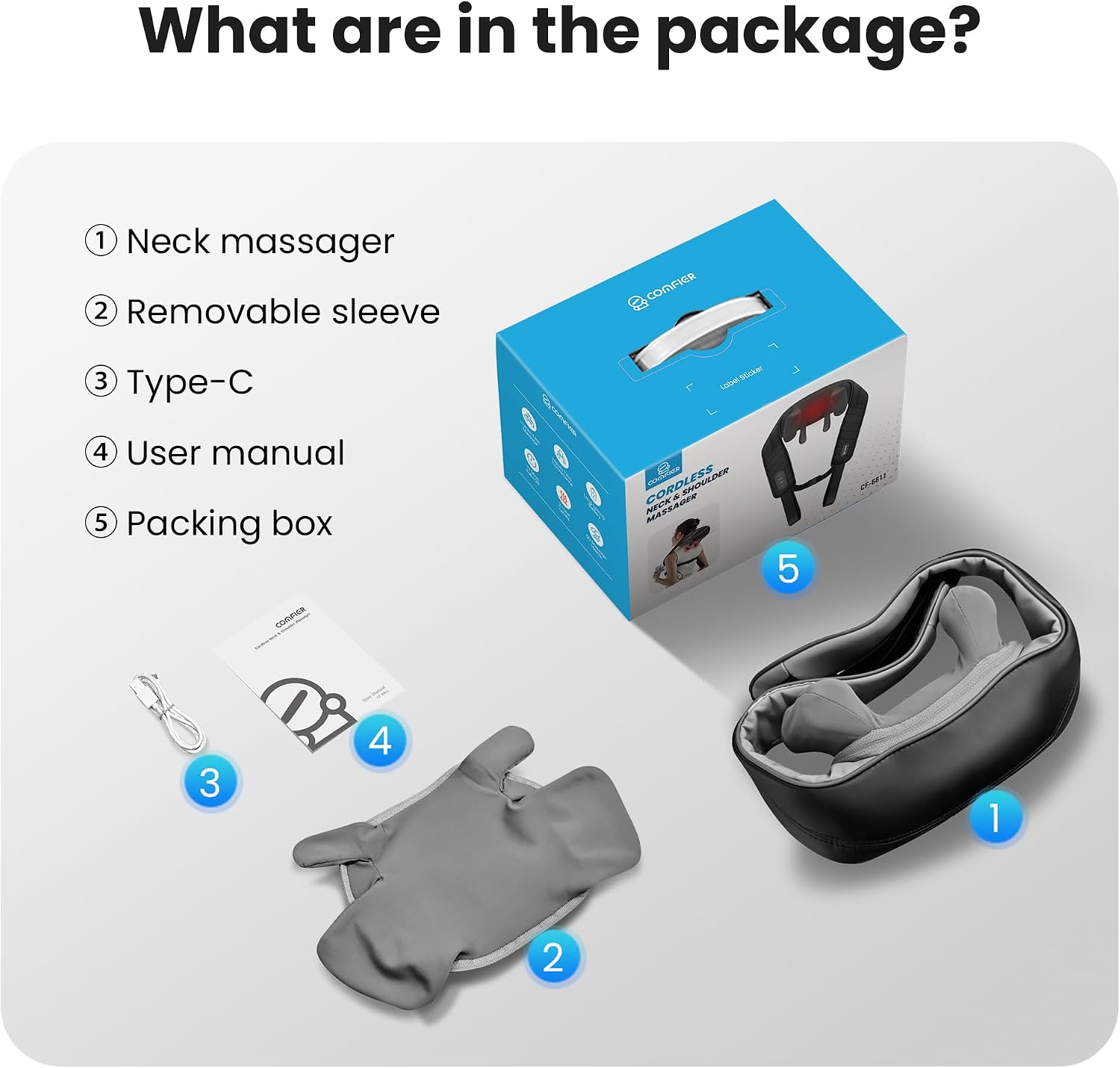 COMFIER Cordless Neck and Shoulder Massager with Heat, Wearable 4D Shiatsu Deep Tissue Kneading for Desk Workers and Drivers, Hands-Free Straps, FSA Eligible HSA Gift,Midnight Black - Image 9