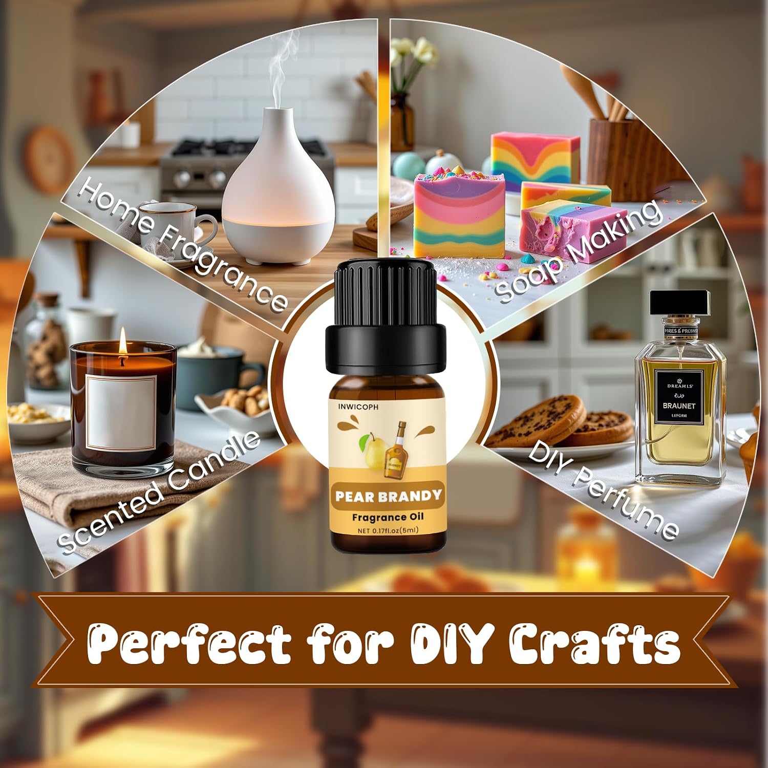 Bakery Essential Oils Set (10 × 5ml), INWICOPH Fragrance Oil for Soap & Candle Making - Pumpkin Pie, Golden Waffle, Hazelnut, Eggnog Cake Aromatherapy Scented Oils - Image 3