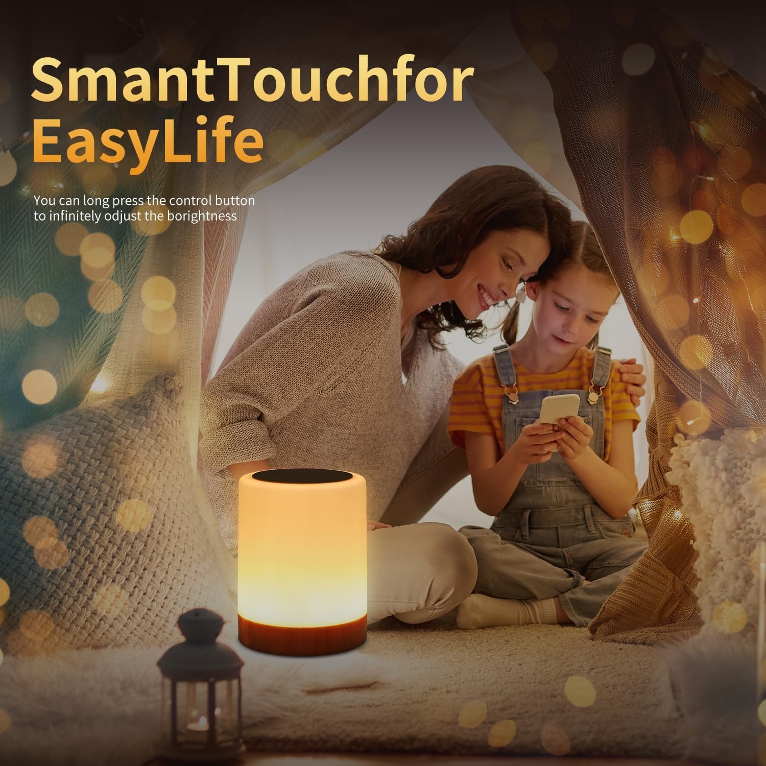 OORUN Touch Bedside Table Lamp,13 RGB Colors & 5 Brightness, USB Rechargeable Desk Lamp, Remote Control Dimmable Night Light with RGB Color Changing,Portable Lamp for Baby, Bedroom, Living Room - Image 5