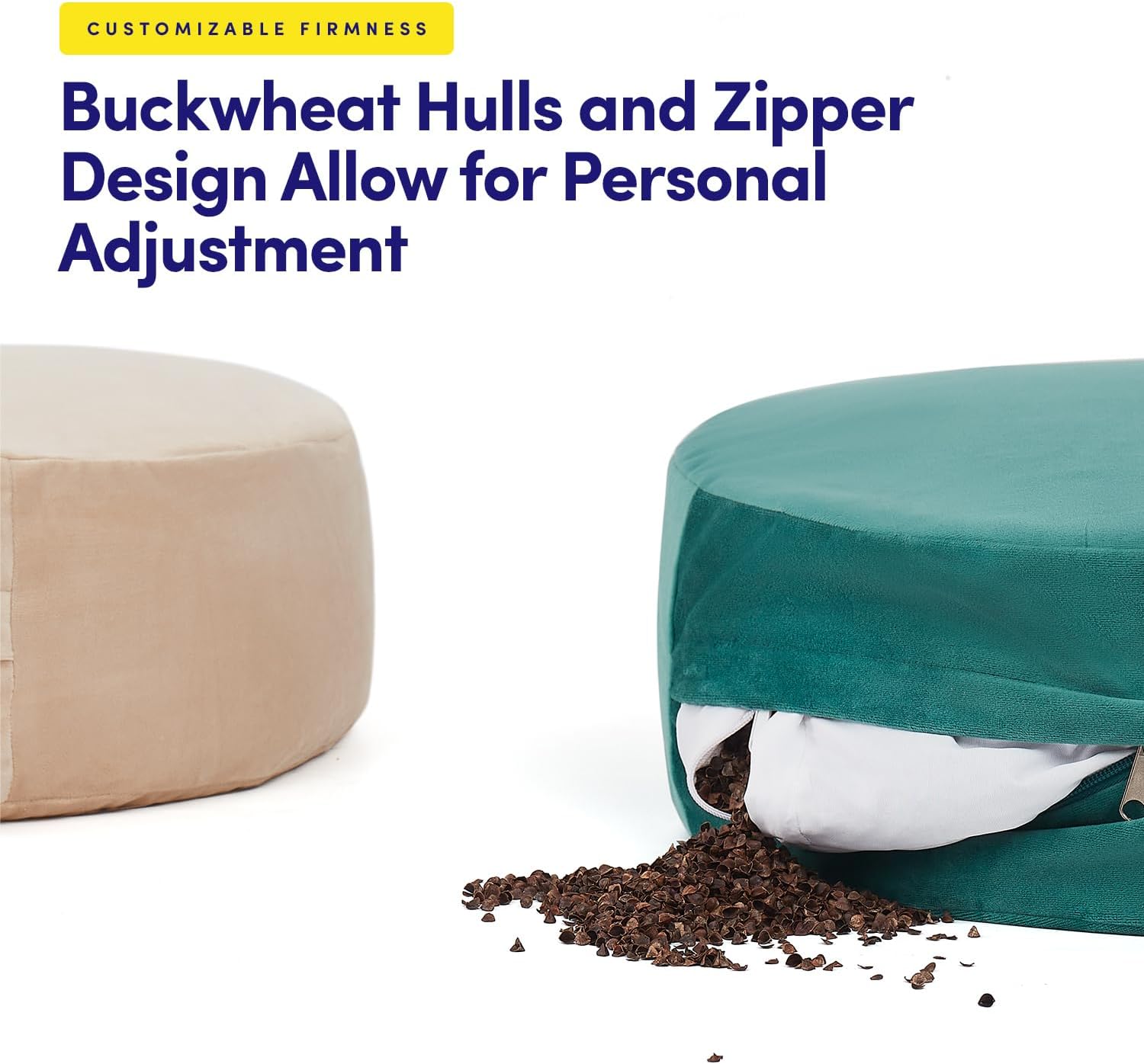 Meditation Cushion Bolster Pillow for Restorative Yoga – Supportive Cushion for Meditation, Pilates, and Relaxation – Filled with Buckwheat Hulls - Removable Cover - Image 3