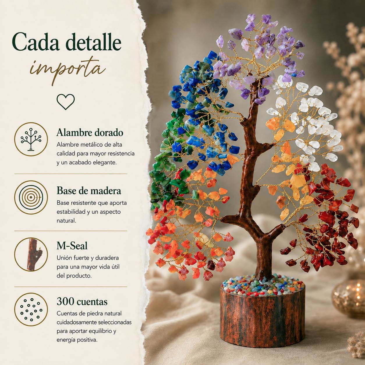 Crocon® 7 Chakra Crystal Tree of Life, Healing Crystals Tree 10-12 Inch, | Birthday Gift for Women, Feng Shui, Money Trees, Positive Energy, Good Luck, Home Office Decor, Spiritual Gifts for Women - Image 4