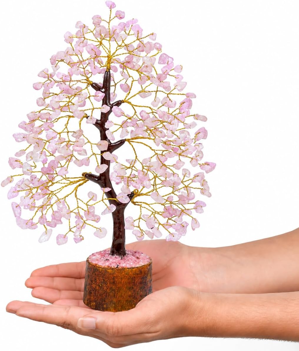 Crocon® Rose Quartz Crystal Tree of Life Love & Self-Care Healing Crystals | Positive Energy, Feng Shui Money Tree, Pink Home Room Decor, Birthday Gifts for Women, Mom, Sister, Girlfriend & Her