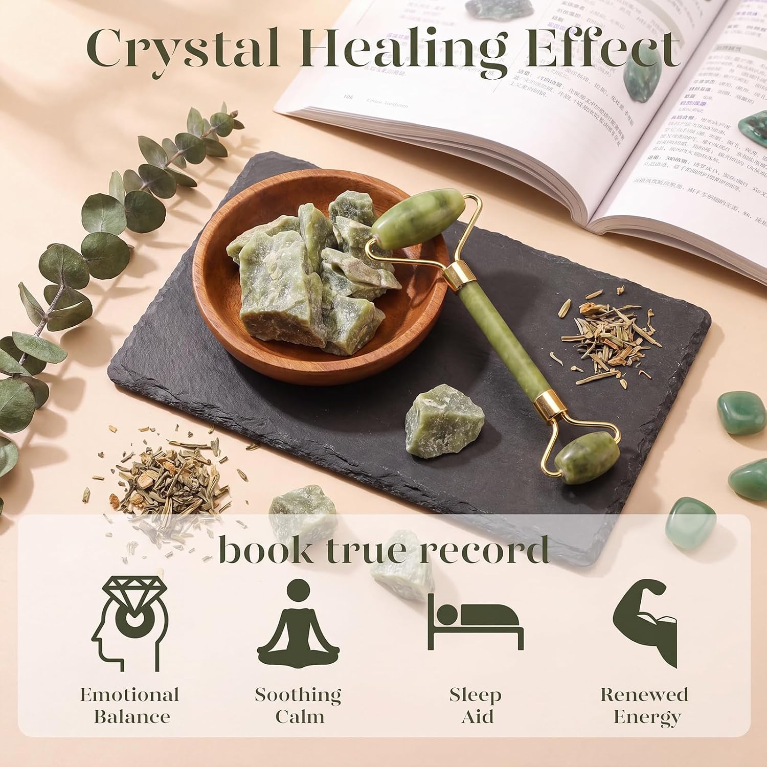 BAIMEI IcyMe Jade Face Roller & Gua Sha Set,Self Care Gifts for Women | Facial Beauty Skin Care Tools for Home Spa & Travel Use, Cooling and Smoothing, Reduce Puffiness & Jawline Definition - Green - Image 6