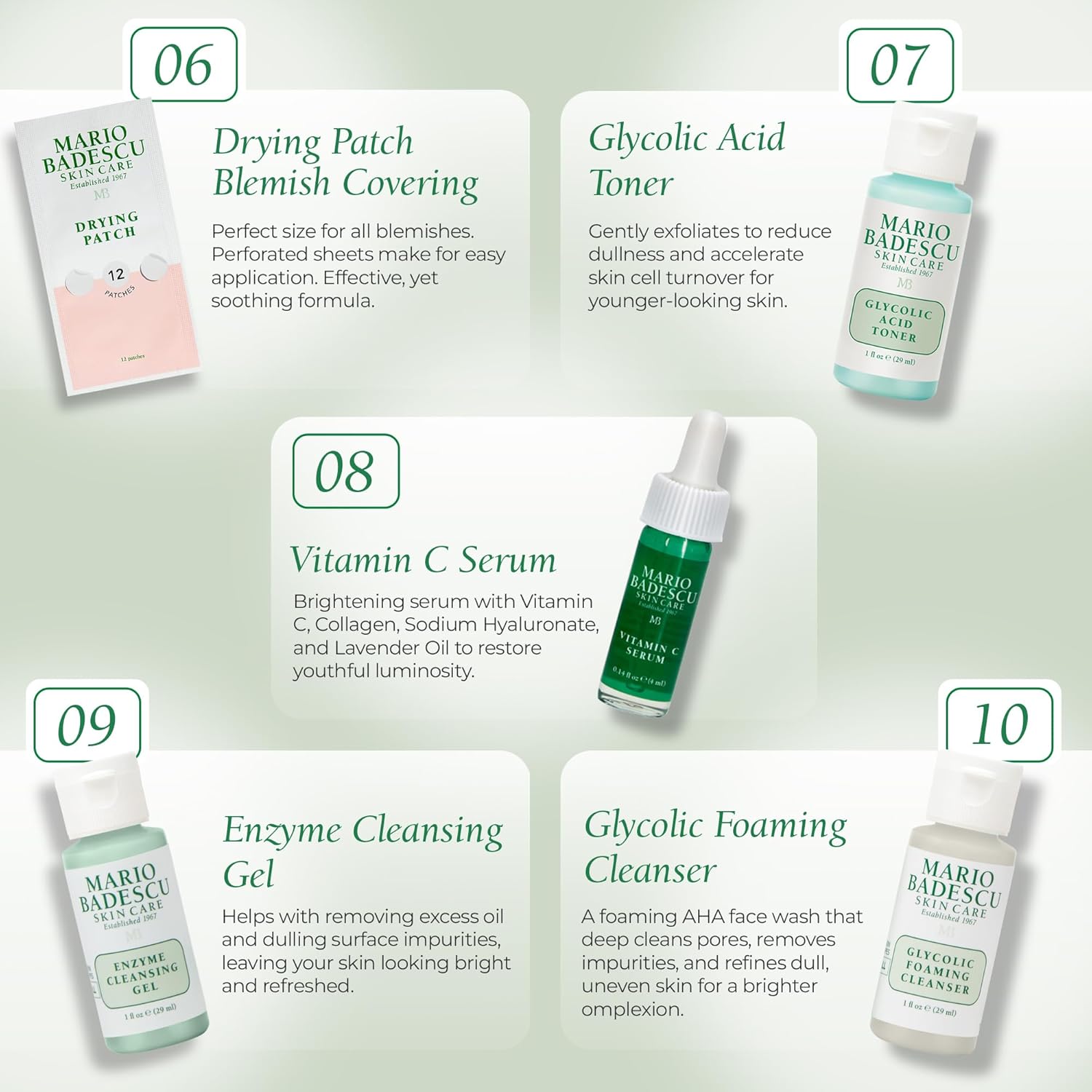 A Little Bit of Mario 10-Piece Skincare Kit – Vitamin C Serum, Glycolic Acid Toner, Hyaluronic Dew Cream, Collagen Mask, HOCI Spray & Cleanser – Brightening, Anti-Aging & Hydration – Travel & Gift Set - Image 3