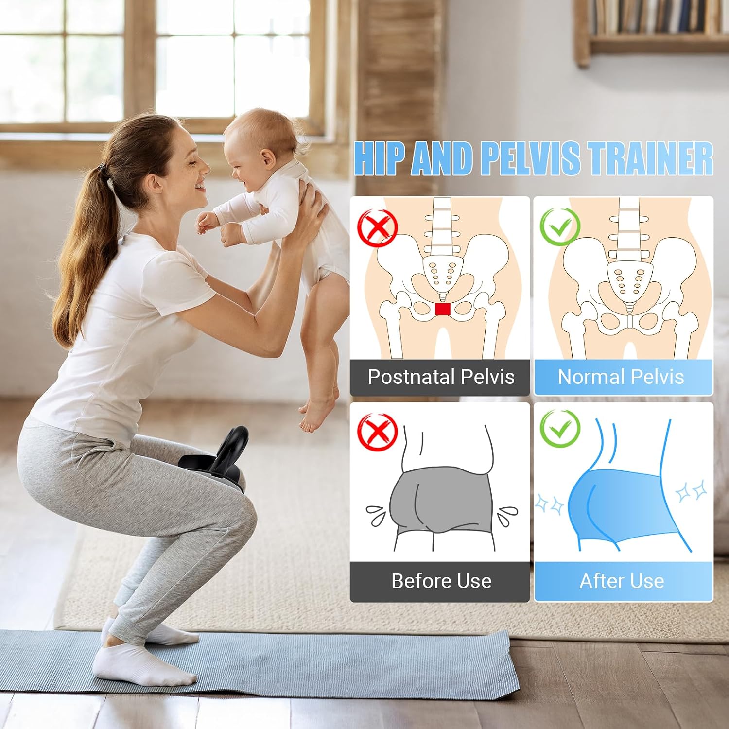 Thigh Trainer, 15-70LB Adjustable Resistance Inner Thigh Exerciser with Bag | Pelvic Floor Muscle Repair, 360° Rotating with TPE Protective Pad, Kegel Exercise for Shaping, Yoga & Weight Loss at Home Gym - Image 4