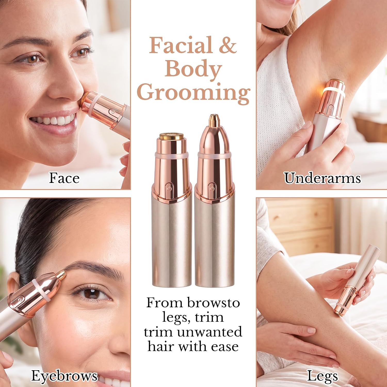 Facial Hair Removal for Women,2 in 1 Face Epilator and Eyebrow Trimmer | 2026 New Rechargeable Face Hair Remover,Facial Razor with Built in LED Light for Eyebrows, Upper Lip, Chin, Fine Facial Hair - Image 5