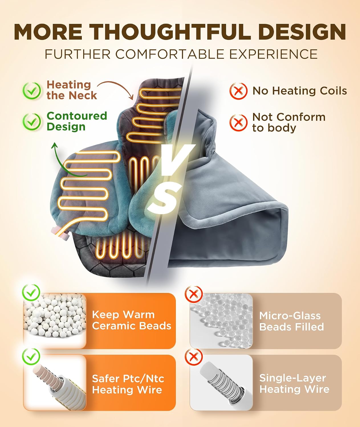 Graphene-Infused Heating Pad 3X Deeper Muscle Relief, Weighted Instant Heating Pads for Neck and Shoulders, Heated Wrap with 6 Heat Options and 4 Auto-Off Timer, Gifts for Mom Women Christmas Birthday - Image 4