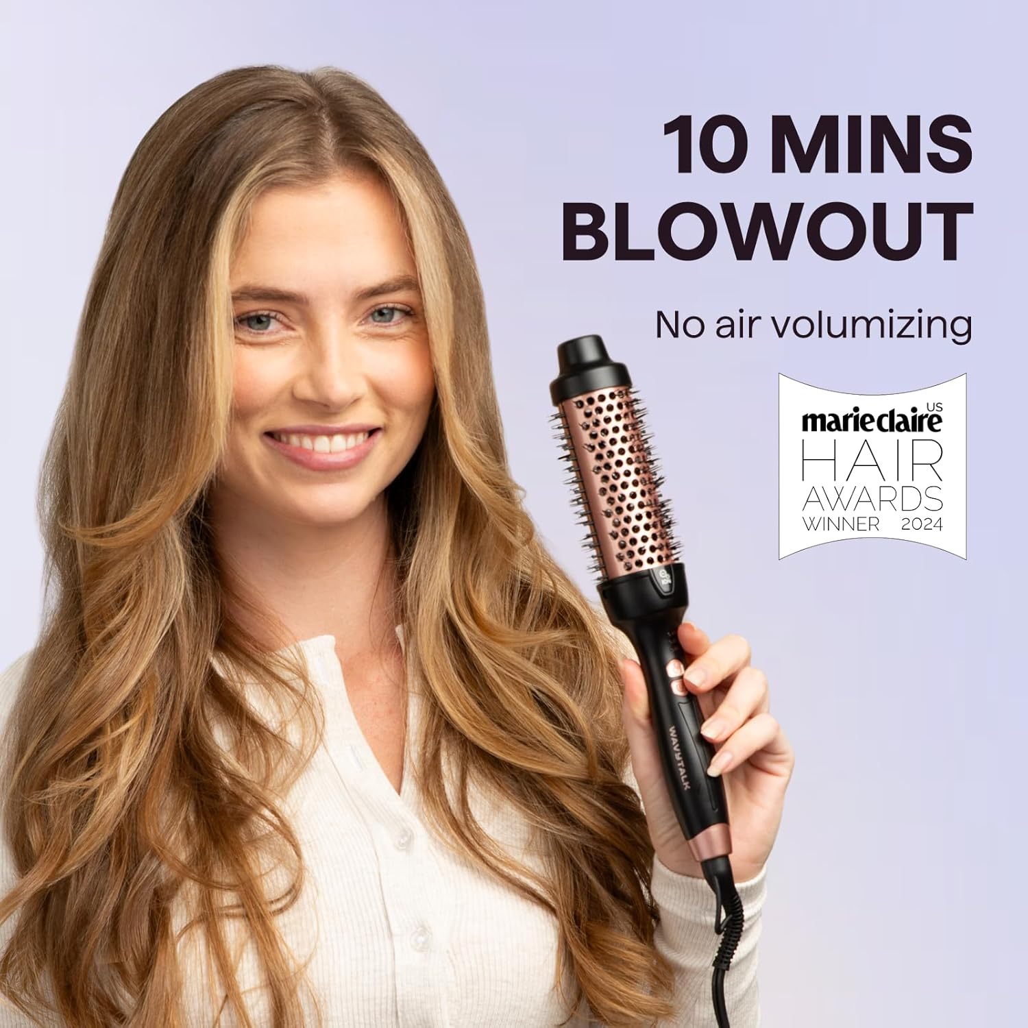 Wavytalk Thermal Brush Blowout Express 1.5" Ionic Heat Round Brush | Creates Smooth Shiny Blowout Look, Salon Blowouts, 3 Temp Settings Dual Voltage, Easy to Use Reduces Frizz, Rose Gold - Image 3