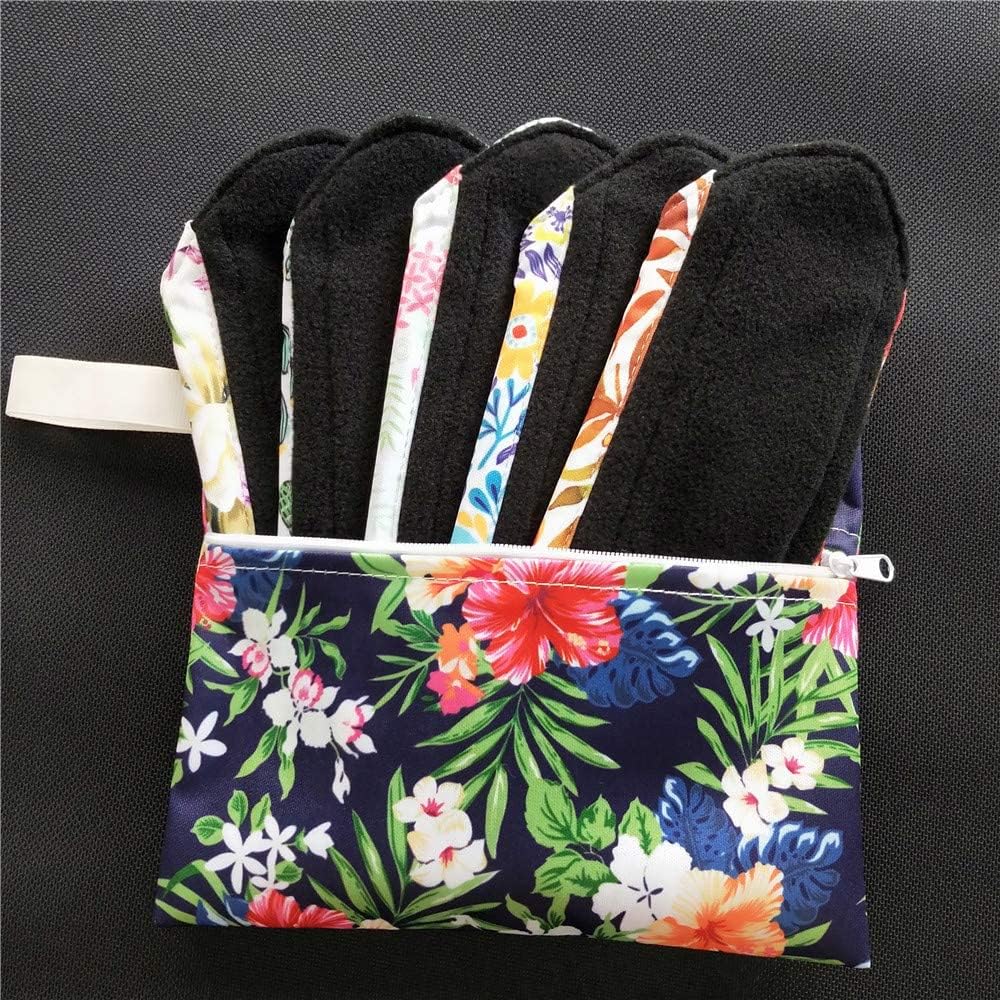 7pcs/Set Reusable Menstrual Pads Including 1pc Mini Wet Bag +6pcs Bamboo Charcoal Cloth Menstrual Incontinence Pads/Reusable Sanitary/Mama Panty Liners (All Randomly Prints) - Image 7