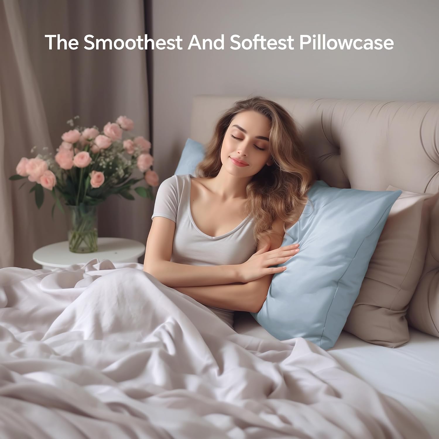 INFIIXSO Mulberry Silk Pillow Cases Standard Size with Zipper, Airy Blue | Ultra Smooth & Soft Satin Silk Pillowcase, Gentle on Hair & Skin, Hidden Zipper Closure, Breathable Cooling for Hot Sleepers - Image 9