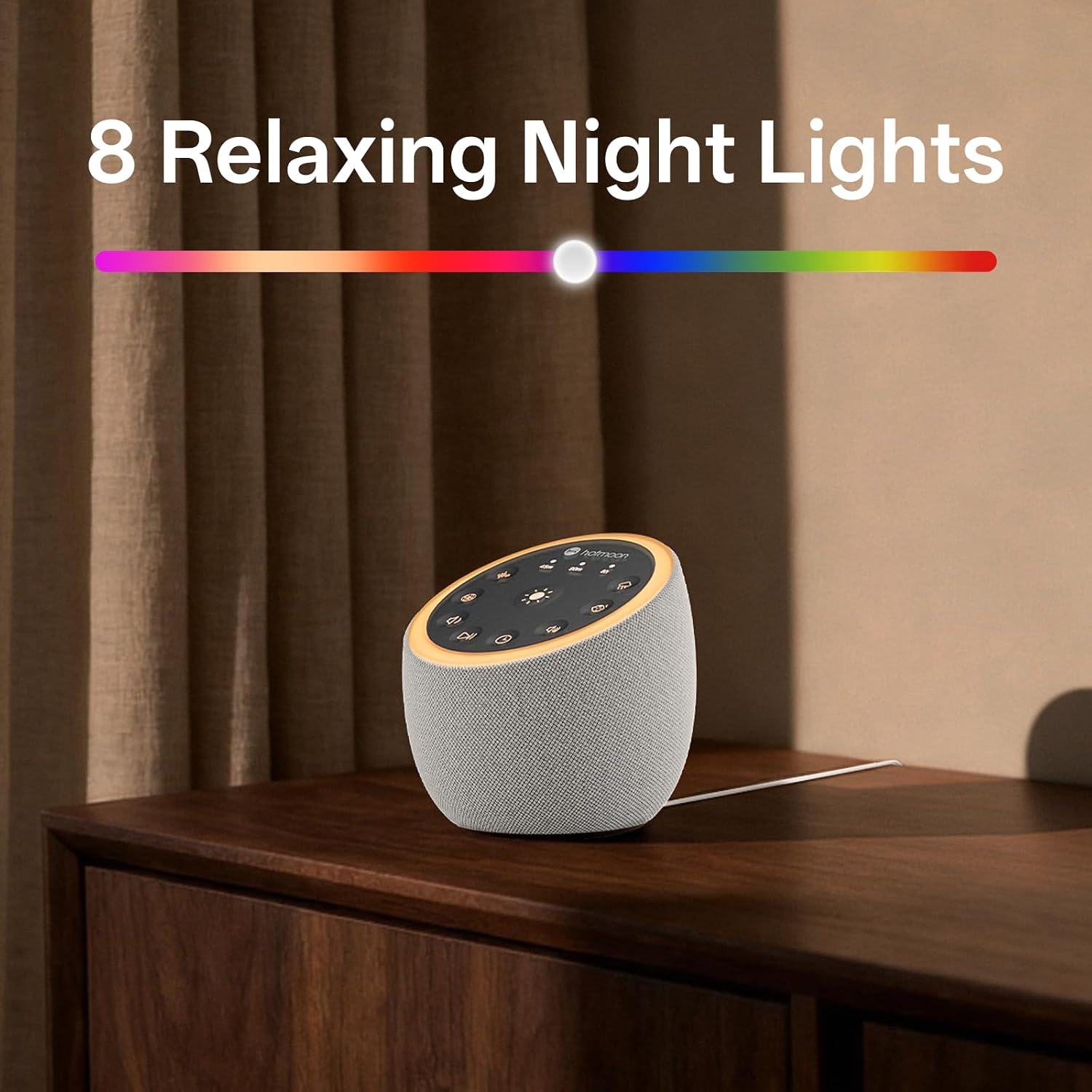 Hotmoon Sound Machine for Sleep, Cocoon 2, 40 Sounds, Dual-Speaker, Plug in | White Green Pink Brown Noise Machine for Sleeping Adults Office Privacy Baby Dogs, 4 Timers, 8 Night Light, Rain Noise Maker - Image 8