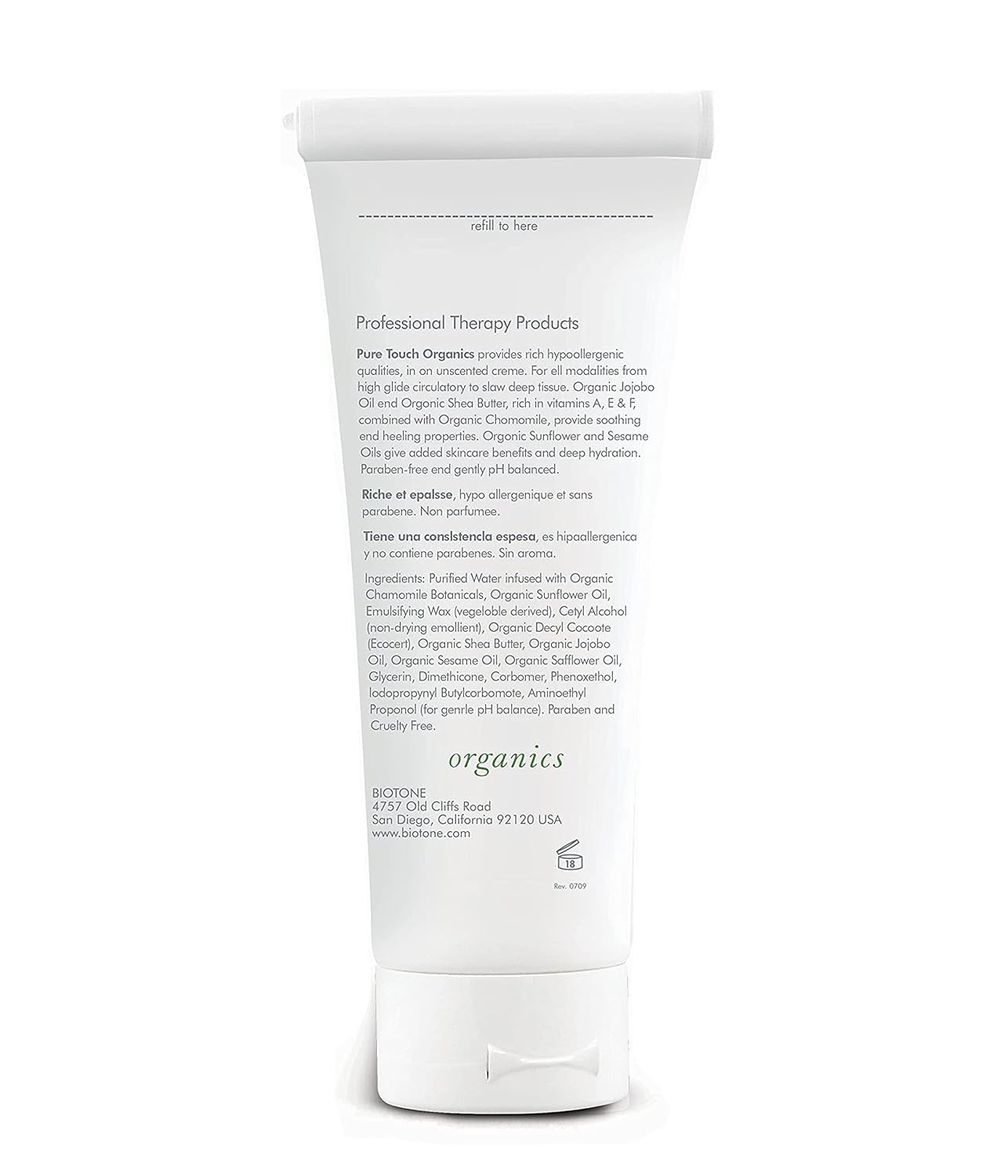 BIOTONE Pure Touch Organics Massage Crème, True Organic Massage, Rich Texture, Silky Glide, Soothing Ingredients, Healing Botanicals - 7 Ounce - Image 2