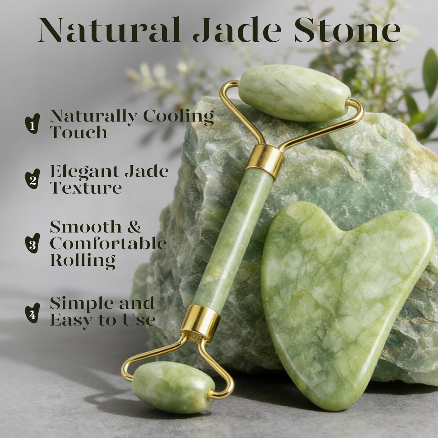 BAIMEI IcyMe Gua Sha & Jade Roller Set for Facial Sculpting and Relaxation | Cooling Face Roller & Guasha Tool for Face Depuffing & Jawline Definition, Beauty Skin Care Tool Gifts for Women–Green - Image 2