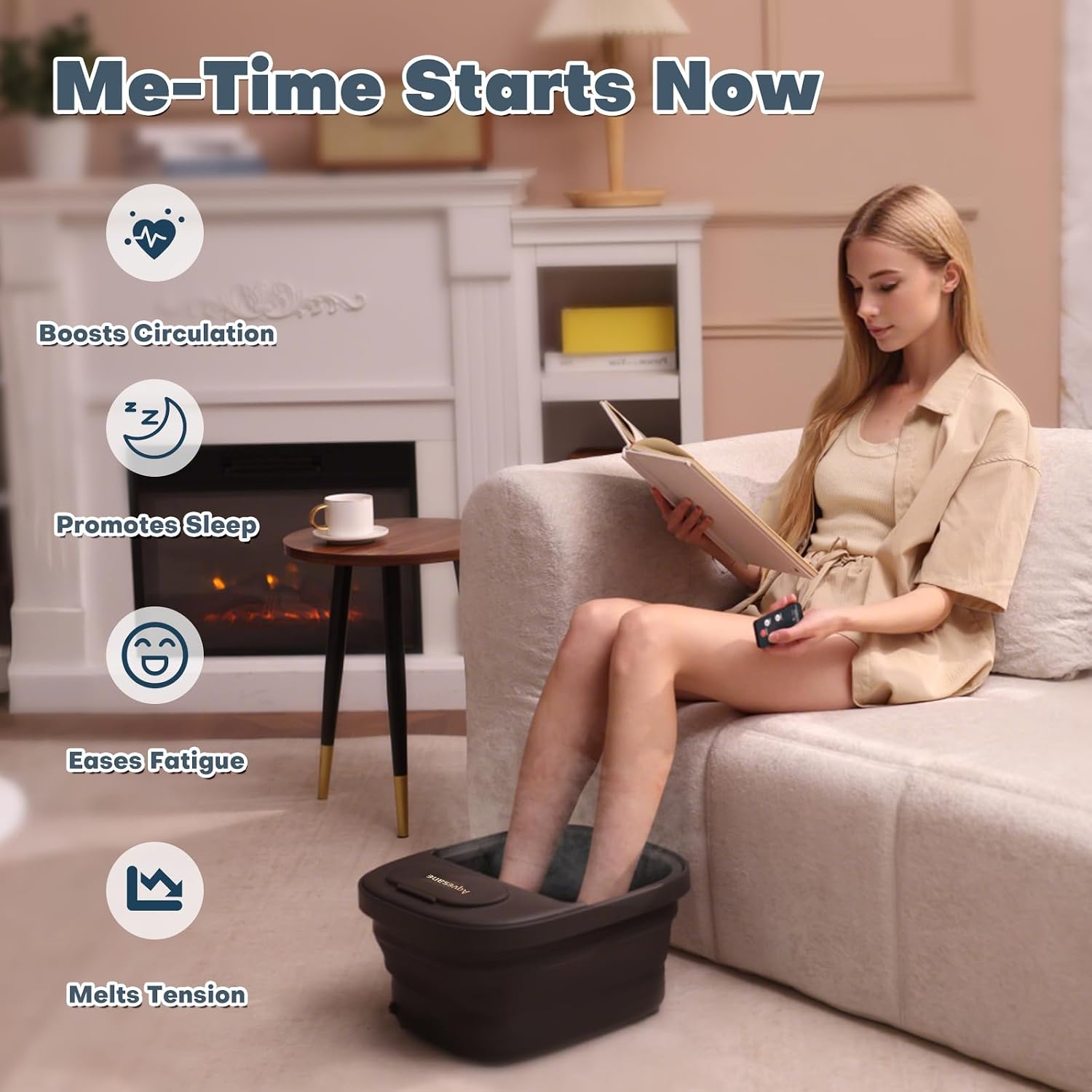 Collapsible Foot Bath, Foot Spa Bath Massager with Heat | Pedicure Foot Spa with Remote, Temp Control, Bubble, 3 Pedicure Attachments, Foot Soaking Tub for Stress Relief - Image 2