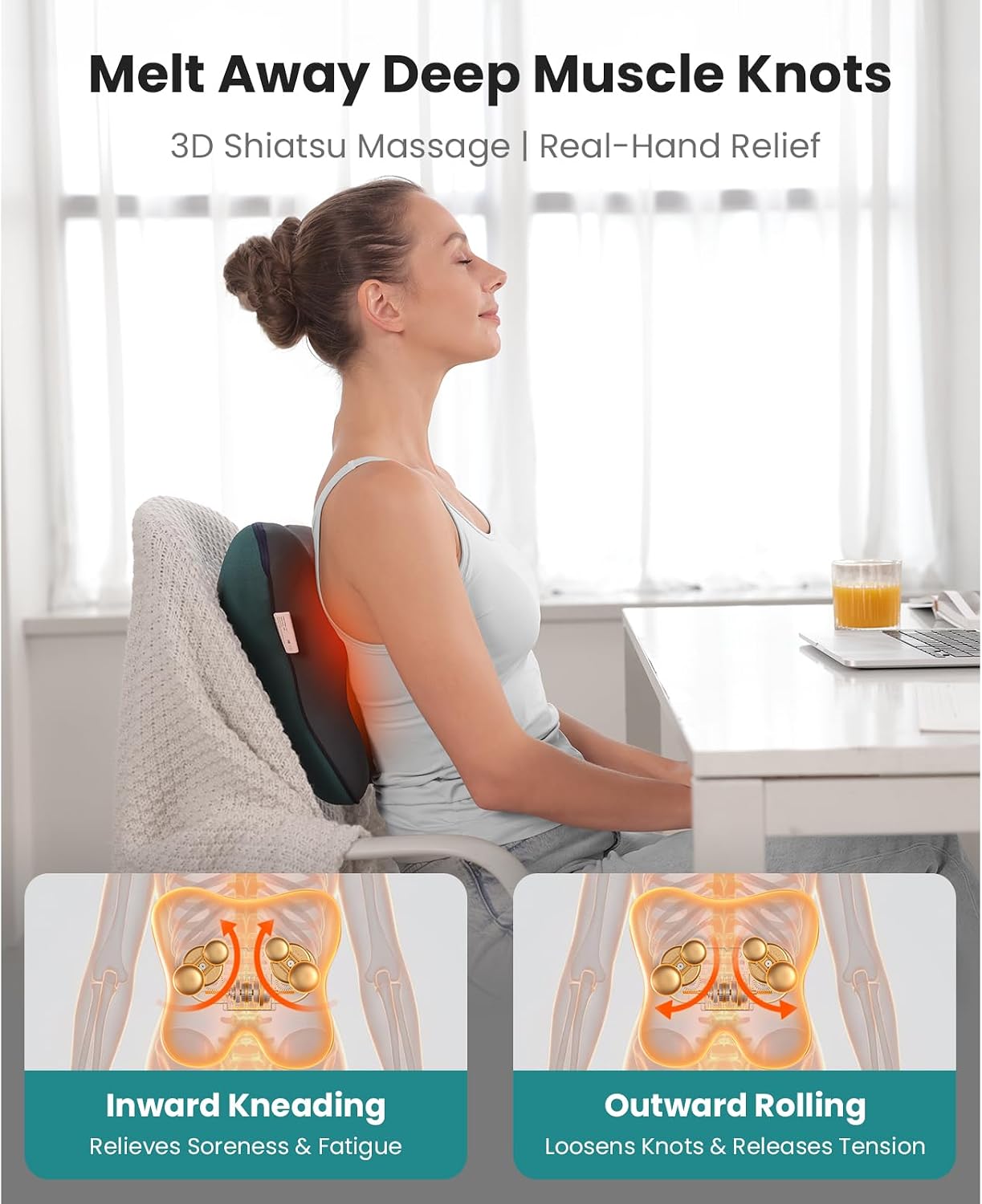 BOB AND BRAD Back Massager with Heat FSA Eligible/HSA Eligible, EZBack Corded Back Massager for Pain Relief Deep Tissue, Shiatsu Back and Neck Massage Pillow, Soothing Full-Body Relief for Women Men - Image 2