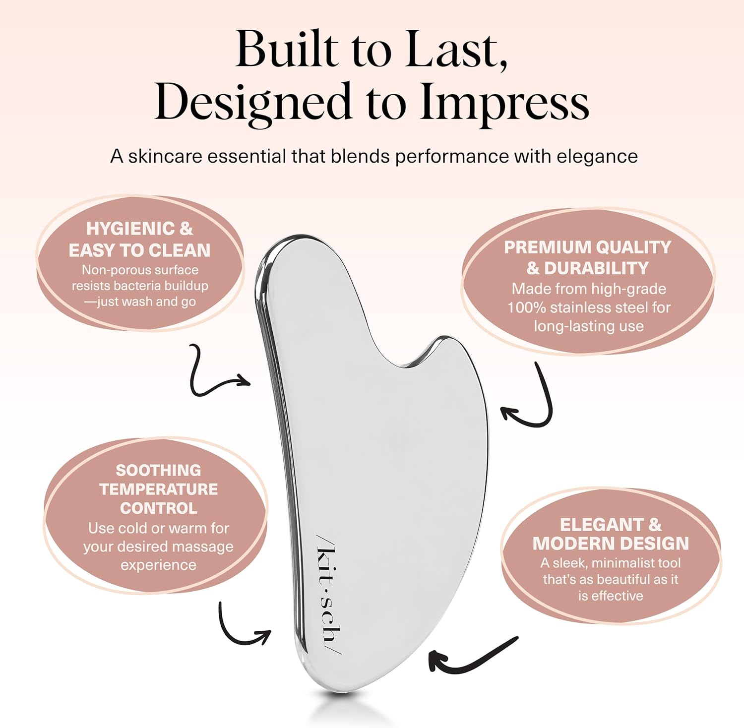 Kitsch Stainless Steel Guasha Tool for Face - Silver | Stainless Steel Gua Sha Facial Tools | Face Sculpting Tool and Double Chin Reducer, Neck & Lymphatic Drainage Massager - Image 5
