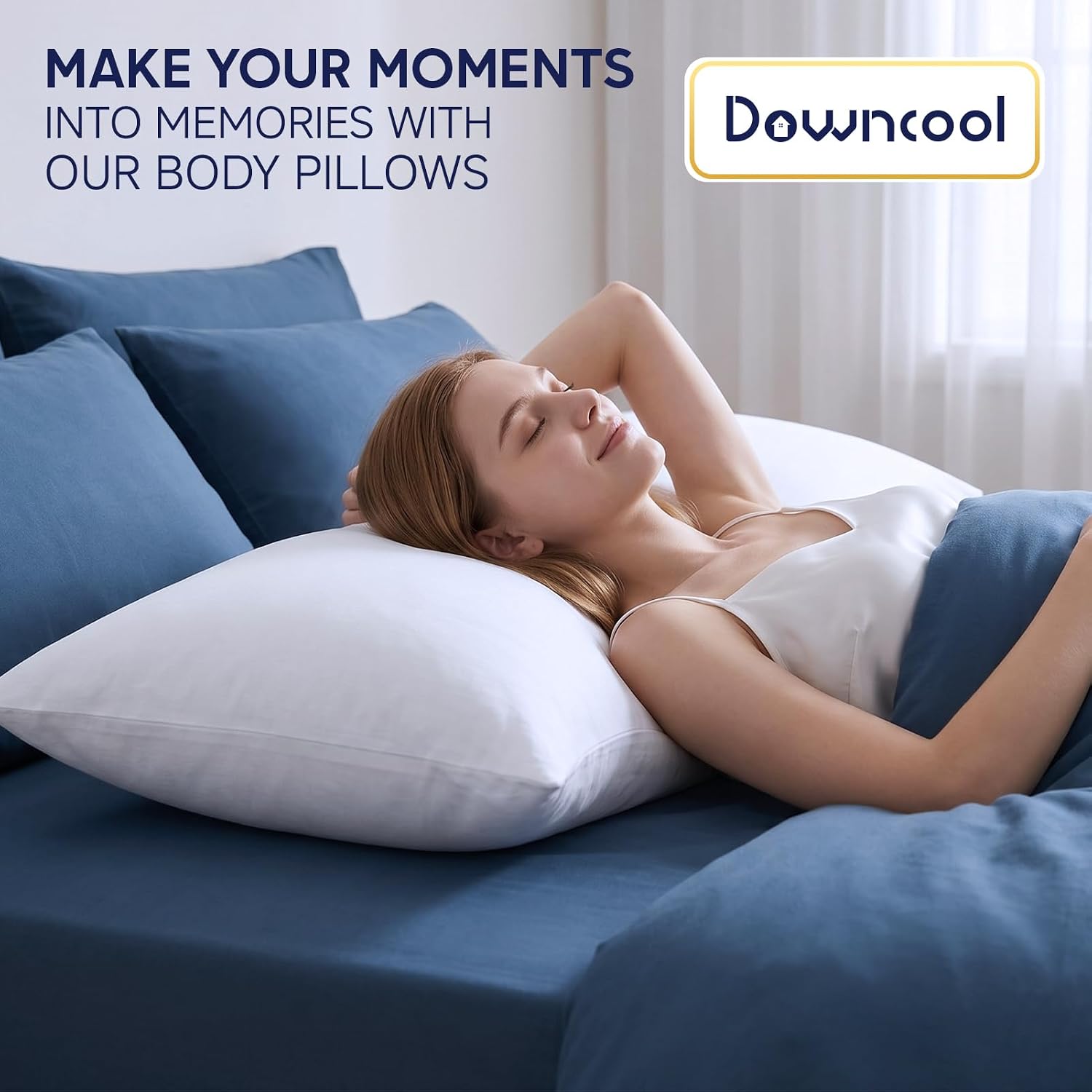 DOWNCOOL Large Body Pillow Insert- Breathable Full Body Pillow for Side Sleeper - Soft Long Bed Pillow for Adults - 20 x 54 inch (White) - Image 4