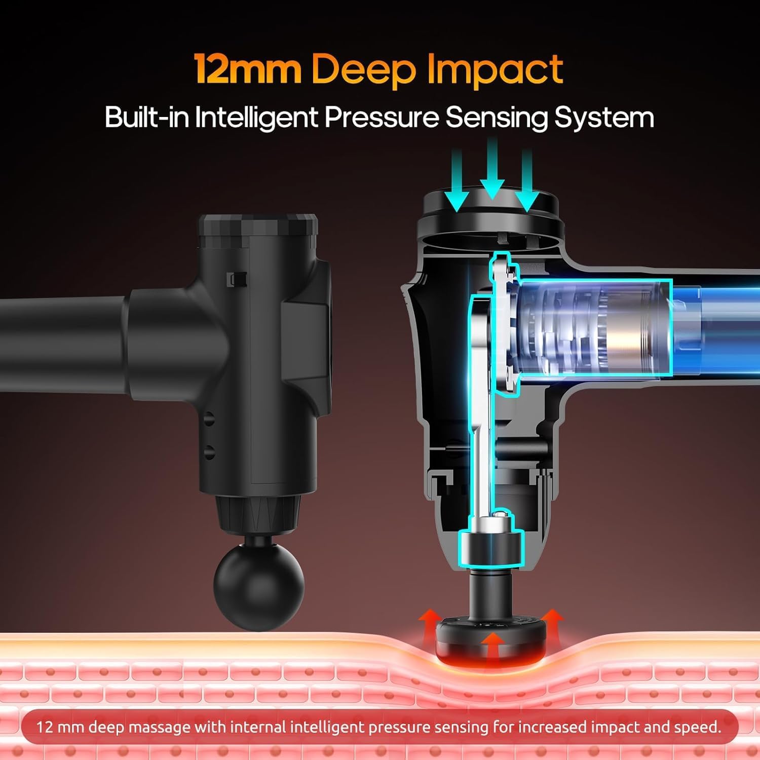 Massage Gun with Heat Massager Deep Tissue Muscle Massager Gifts for Men | Back Massager for Athletes for Pain Relief Percussion Handheld Massage Gun Birthday Gifts for Him 7Heads&Silent Carrying case - Image 5
