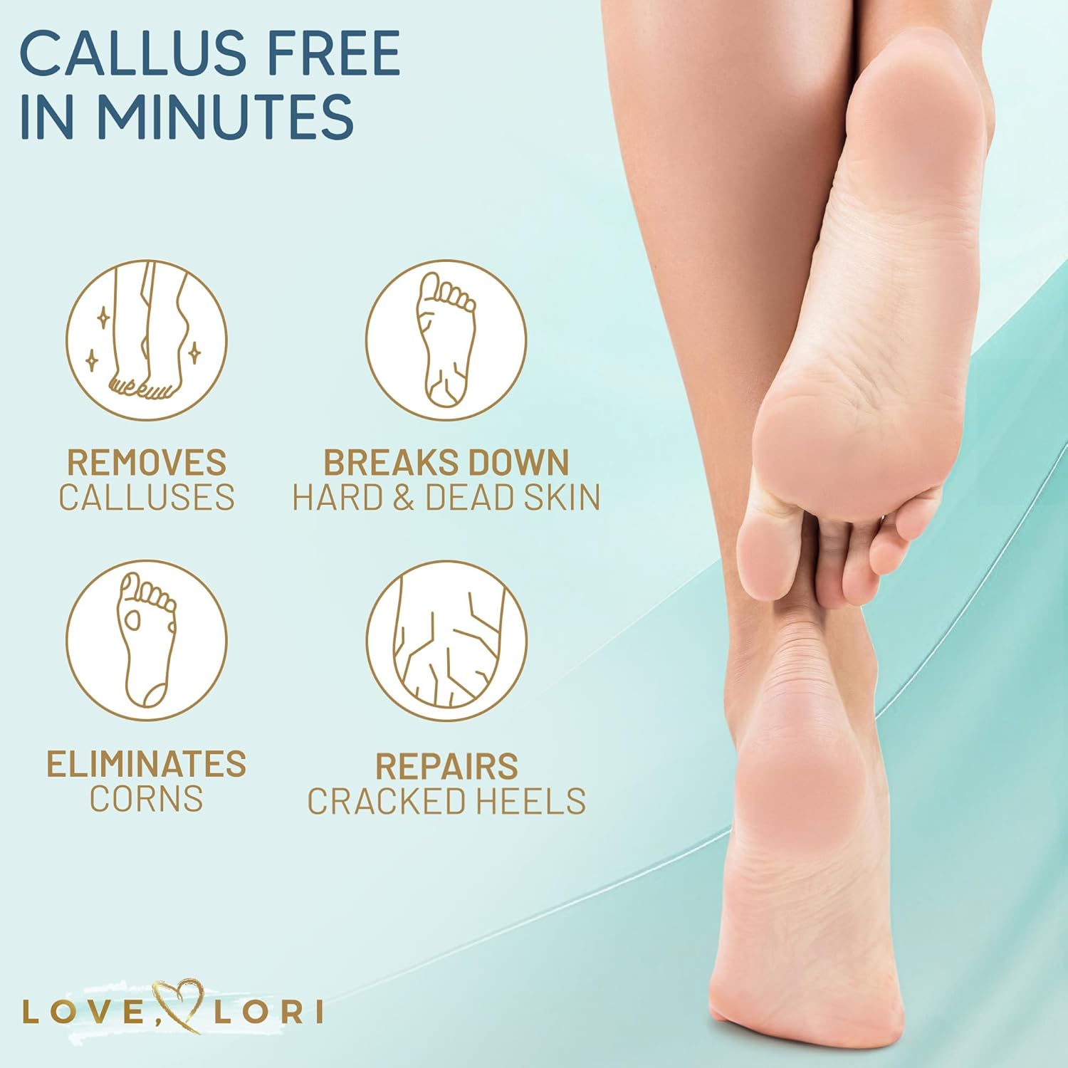 Love Lori Foot Callus Remover Gel Extra Strength Pedicure Tool for Feet 6oz | Quickly, easily, softens and removes dead, hard skin on heels & feet; salon-quality pedicure results at home - Image 5