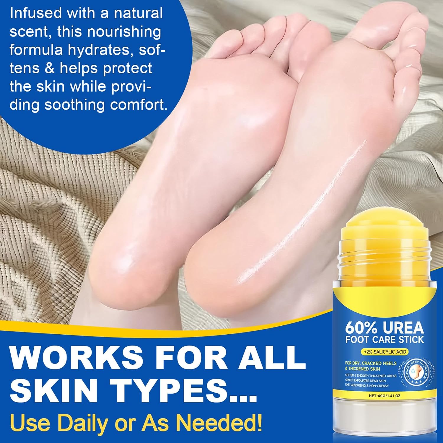 FANSHI Urea Stick 60% High Potency for Foot Care | Deeply Moisturizing, Fast Absorbing, Exfoliation, Dry Cracked Heels & Thickened Skin - Image 7