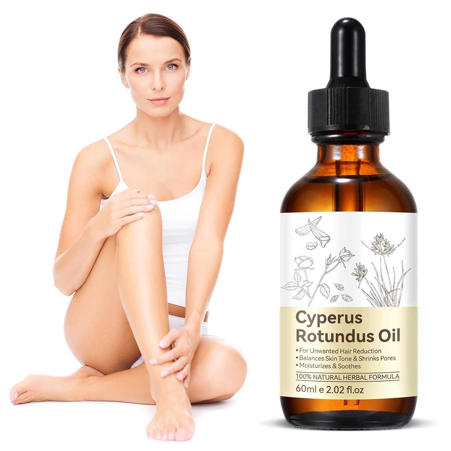 Premium Cyperus Rotundus Oil 2PCS - Reducing Body Hair Growth | 100% Pure Cyperus Rotundus Essential Oil for Smooth Skin & Hair Removal, 60ml - Image 3