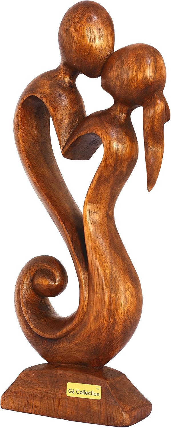 G6 COLLECTION 12" Wooden Handmade Abstract Sculpture Statue Handcrafted - Eternal Love - Gift Art Decorative Home Decor Figurine Accent Decoration Artwork Hand Carved - Image 3